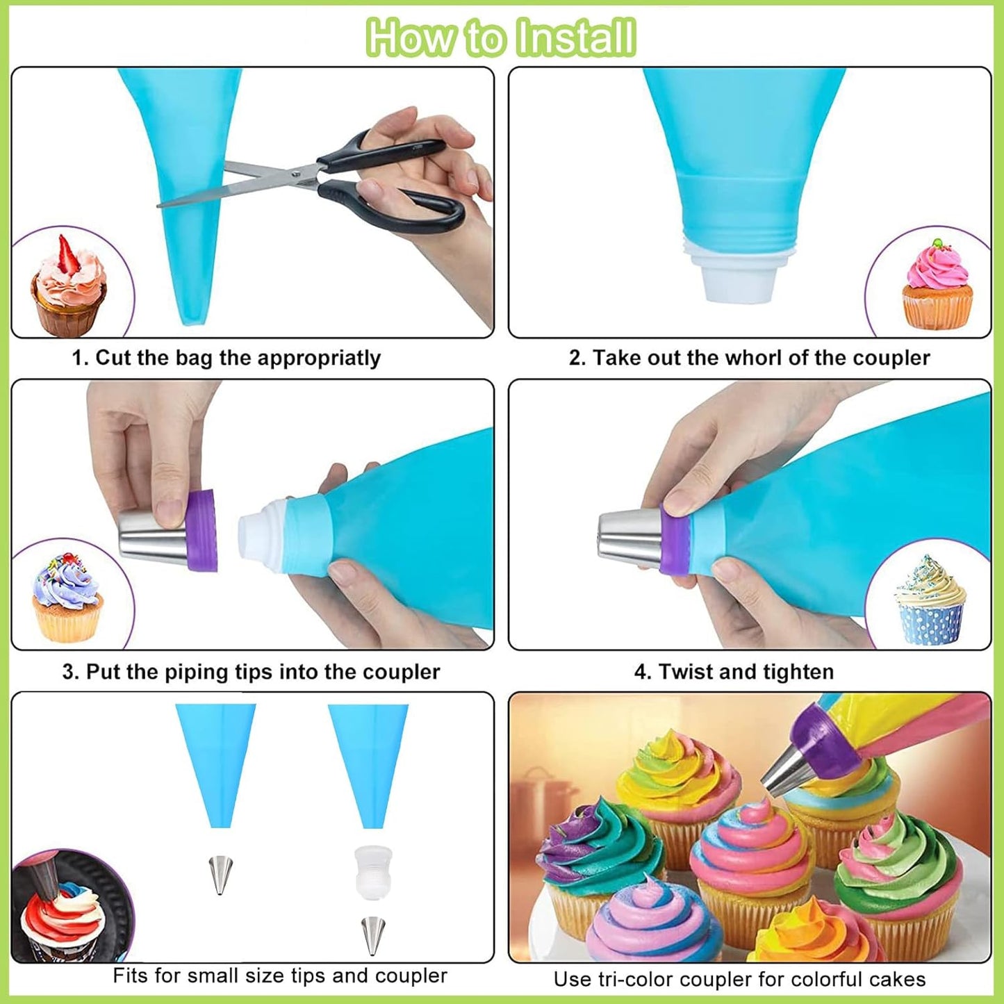 32-Piece Russian Piping Tips Set, Cake Decorating Kit with 17 Frosting Nozzles, Reusable Piping Bags, and Baking Supplies for Cupcakes, Cookies, Cakes - Idael for Bakers & Beginners