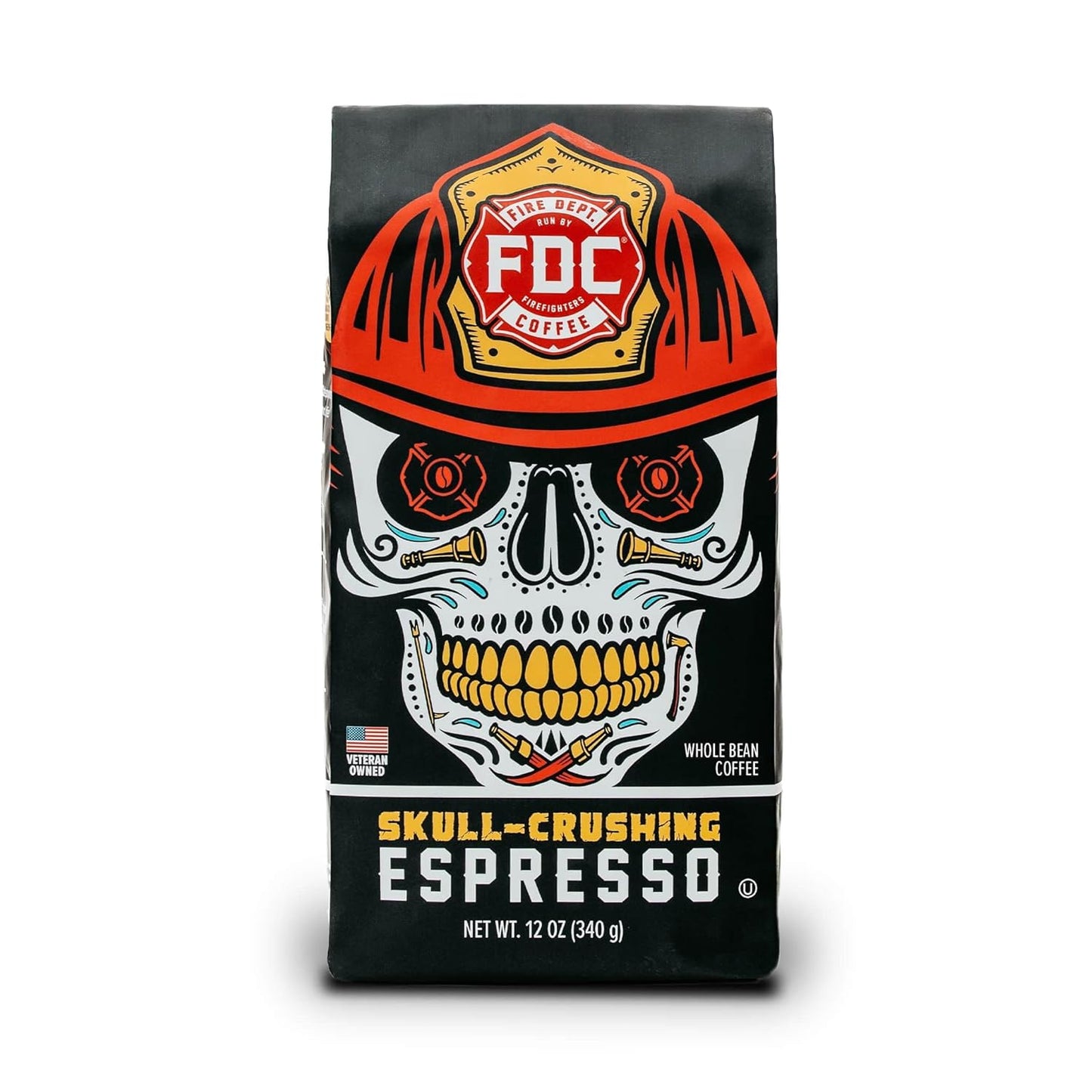 Fire Department Coffee - Gives Back to Firefighters - Full-Bodied & Bold Skull Crushing Espresso Beans - Roasted in the USA - Premium Whole Bean Coffee - Veteran Owned - 12 oz