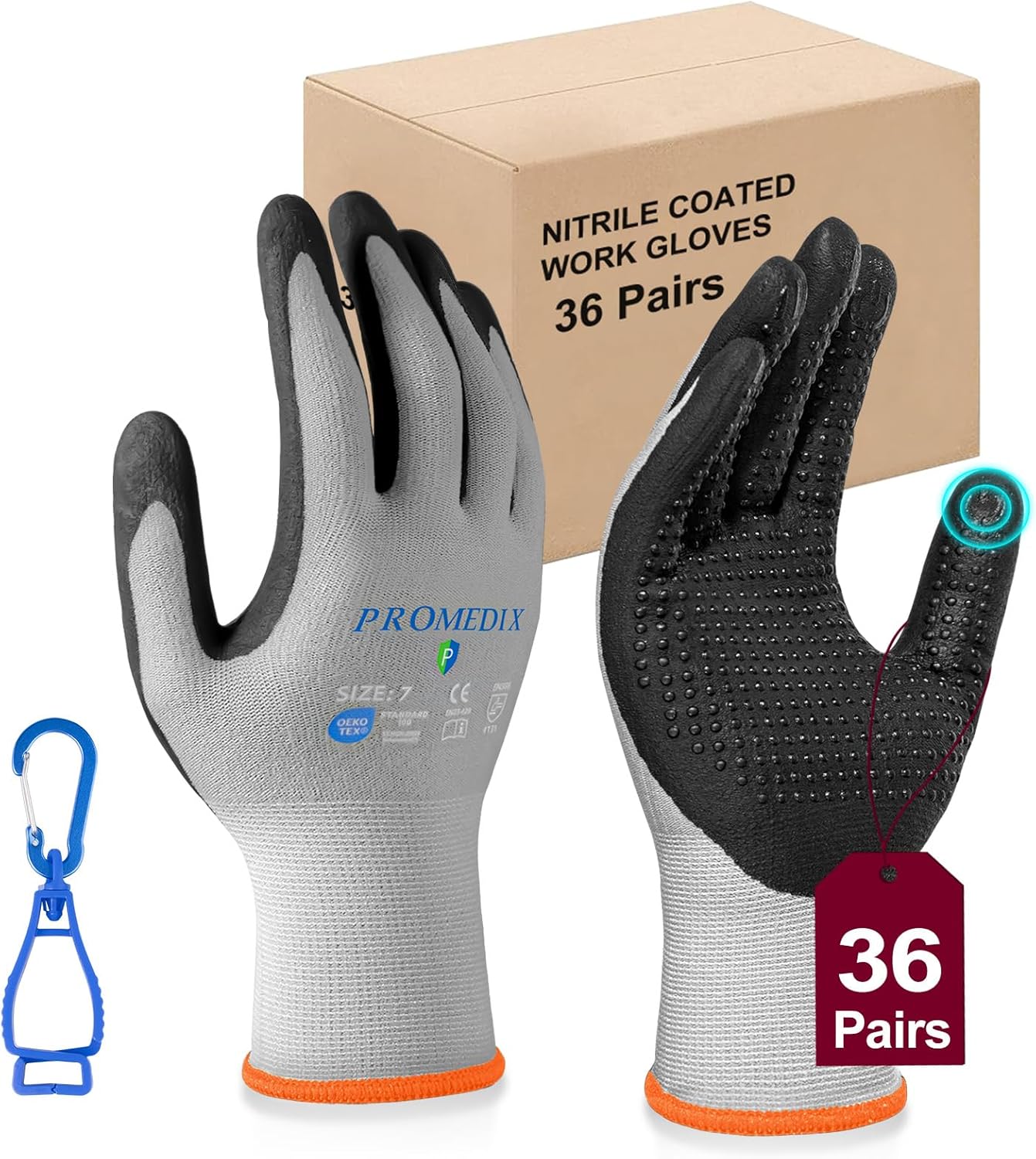 PROMEDIX P Nitrile Coated Work Gloves,MicroFoam Safety Work Gloves Men,Seamless Knit Nylon&spandex Gloves with Grip