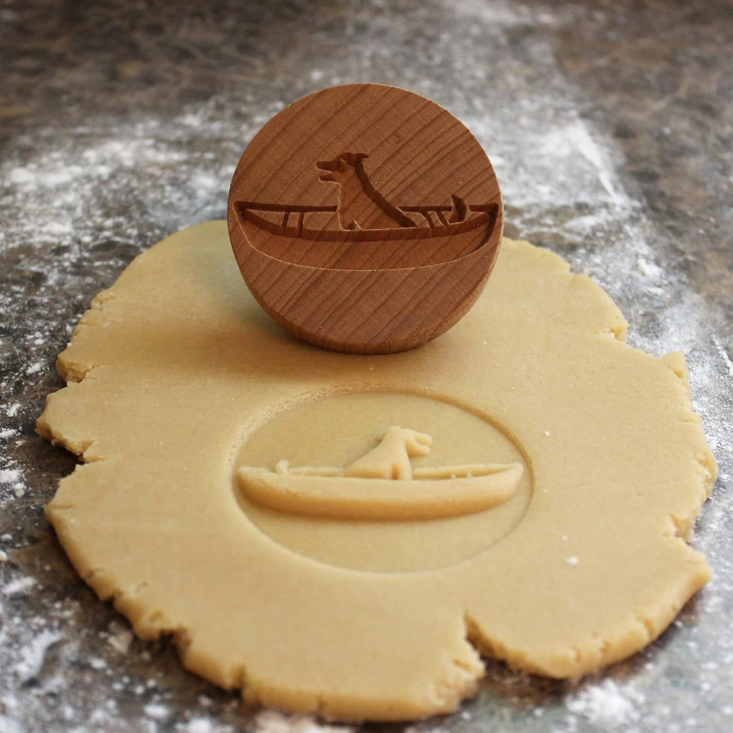 Wood Cookie Stamp, 2.5 Inch (Boating Dog CS-067)