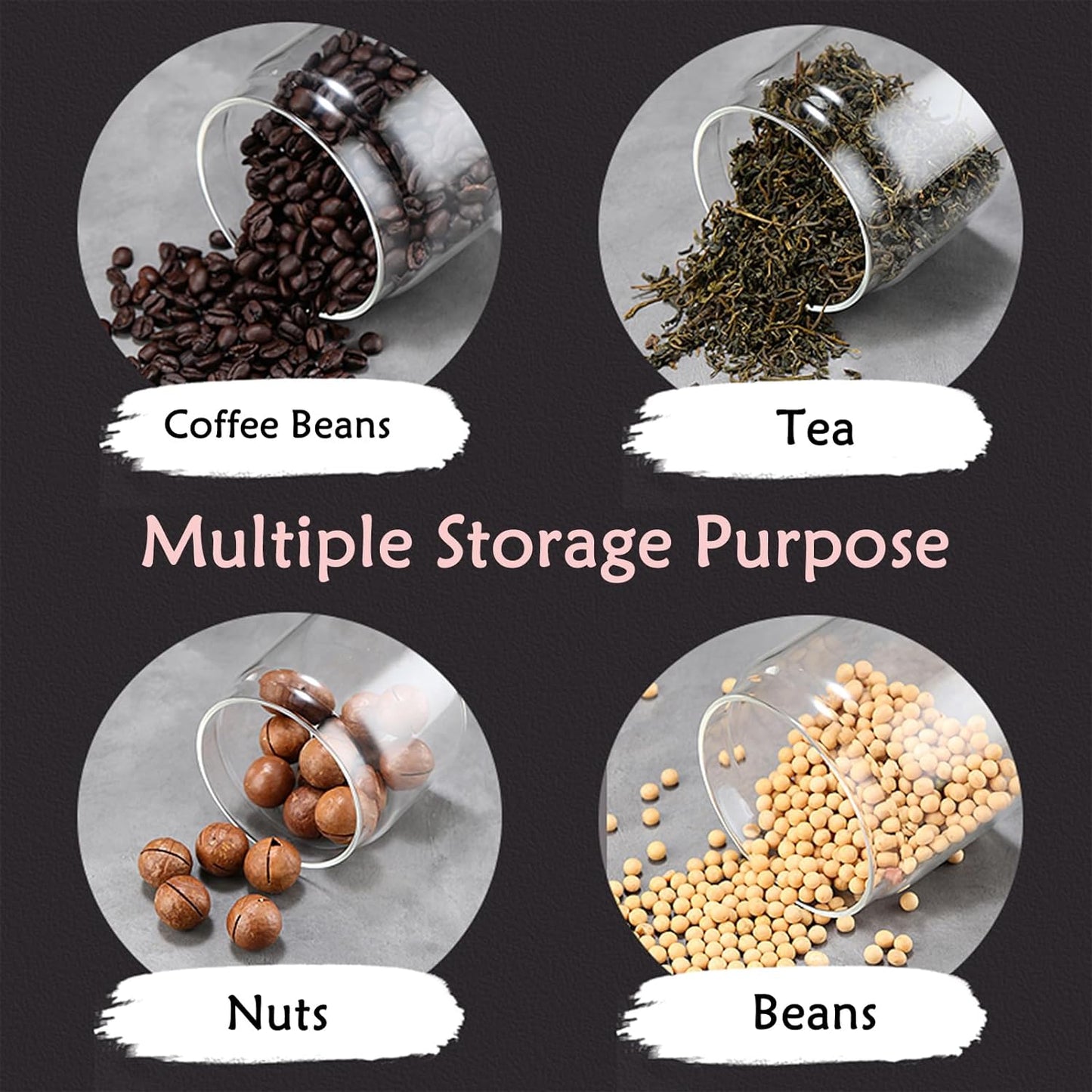 LOEZ Coffee Bean Storage Container Airtight, Lid Sealed with Press-Down Vacuum, Borosilicate Glass Coffee Canister, Food Storage, Coffee Bar for Ground Coffee, Tea, Beans, Spices (Extra Large - Clear)