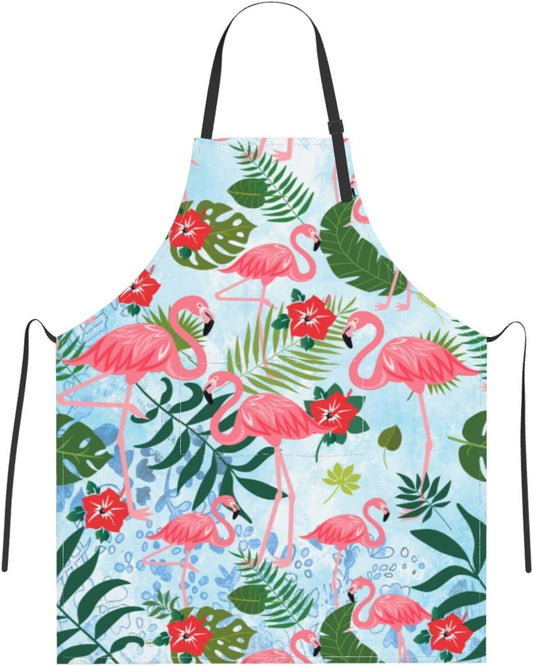 Flamingo Apron Baking Aprons Novelty Cooking Chef Gift Bbq Grilling With 2 Pockets Kitchen Apron