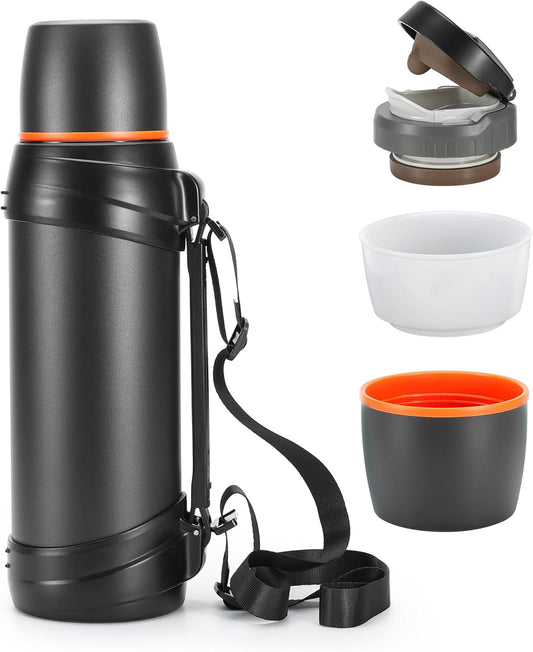 85oz Large Coffee Thermoses for Travel - Insulated Water Jug Classic Vacuum Bottle with Plastic Cup - Stainless Steel Thermos for Hiking Fishing
