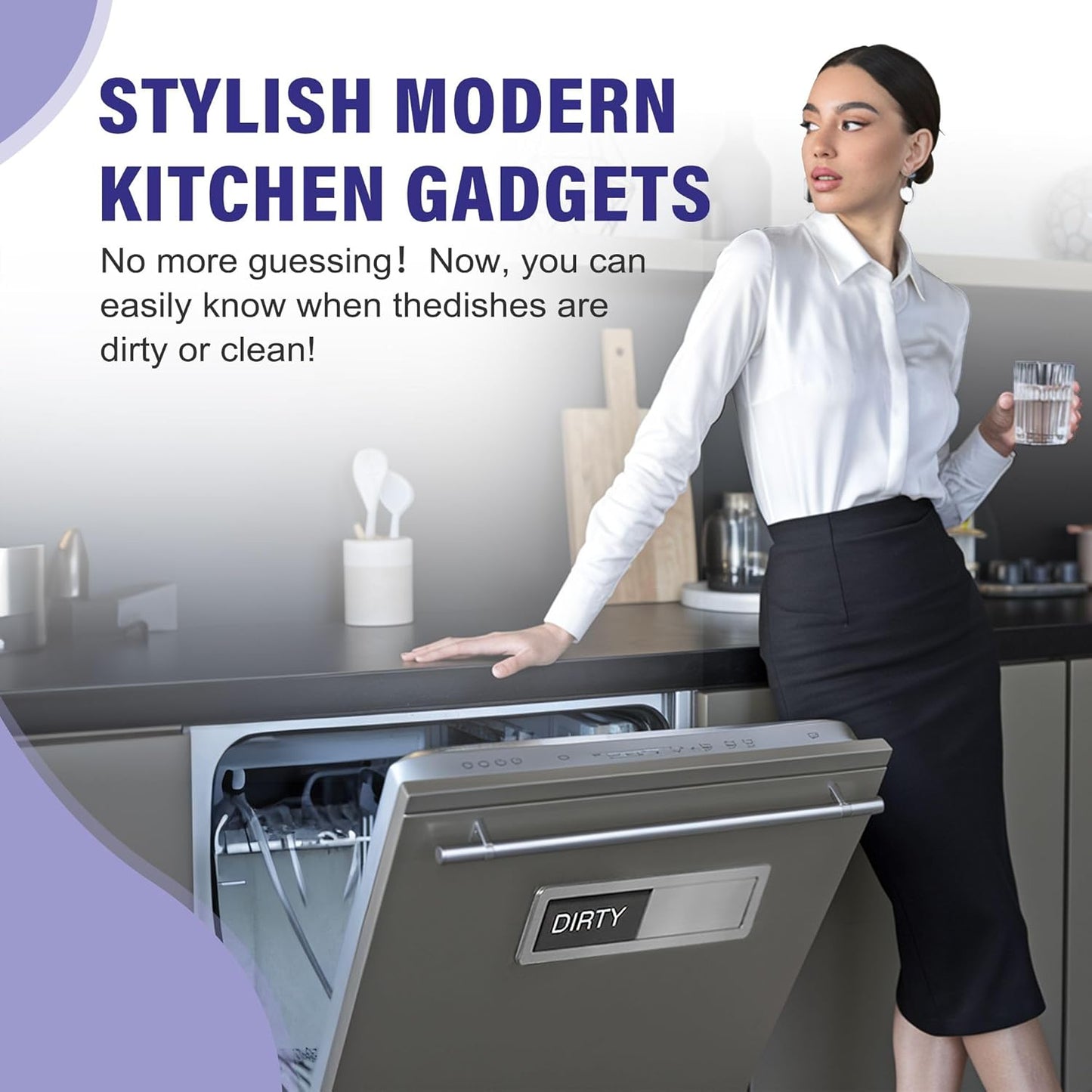 Dishwasher Clean Dirty Sign-Dishwasher Magnet Stainless Steel Clean Dirty Sign for Kitchen Organization Farmhouse Optional Adhesive Stickers