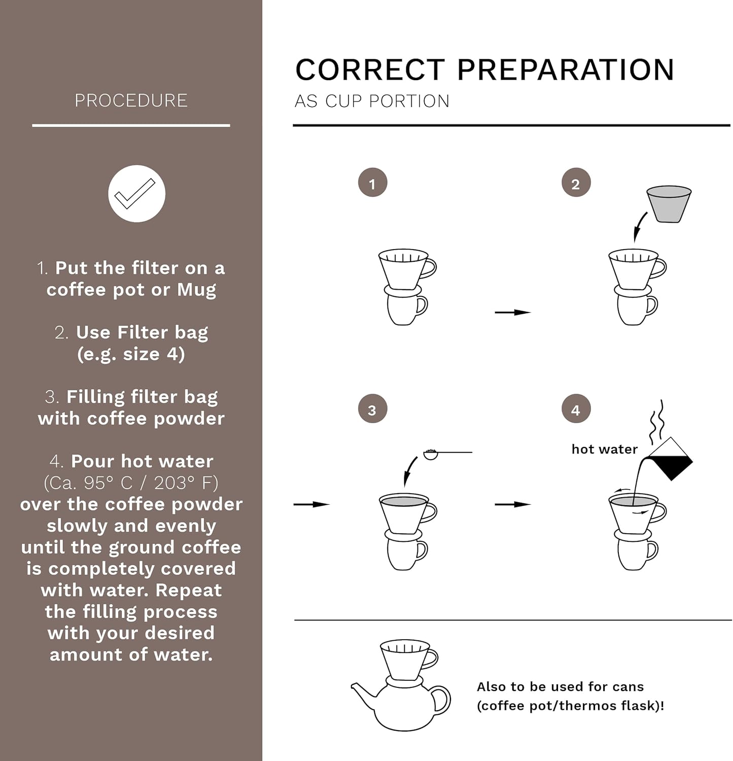 Creano Porcelain Coffee Dripper - White - Ceramic Cone Brewer - Pour Over Coffee Maker for Filter Bags Size 4 - Easy Manual Brew for pure taste - also for Camping, Hiking