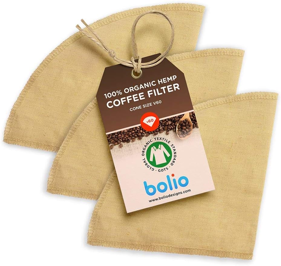 Organic Hemp Reusable Coffee Filter (No.2 Cone, 3pk)