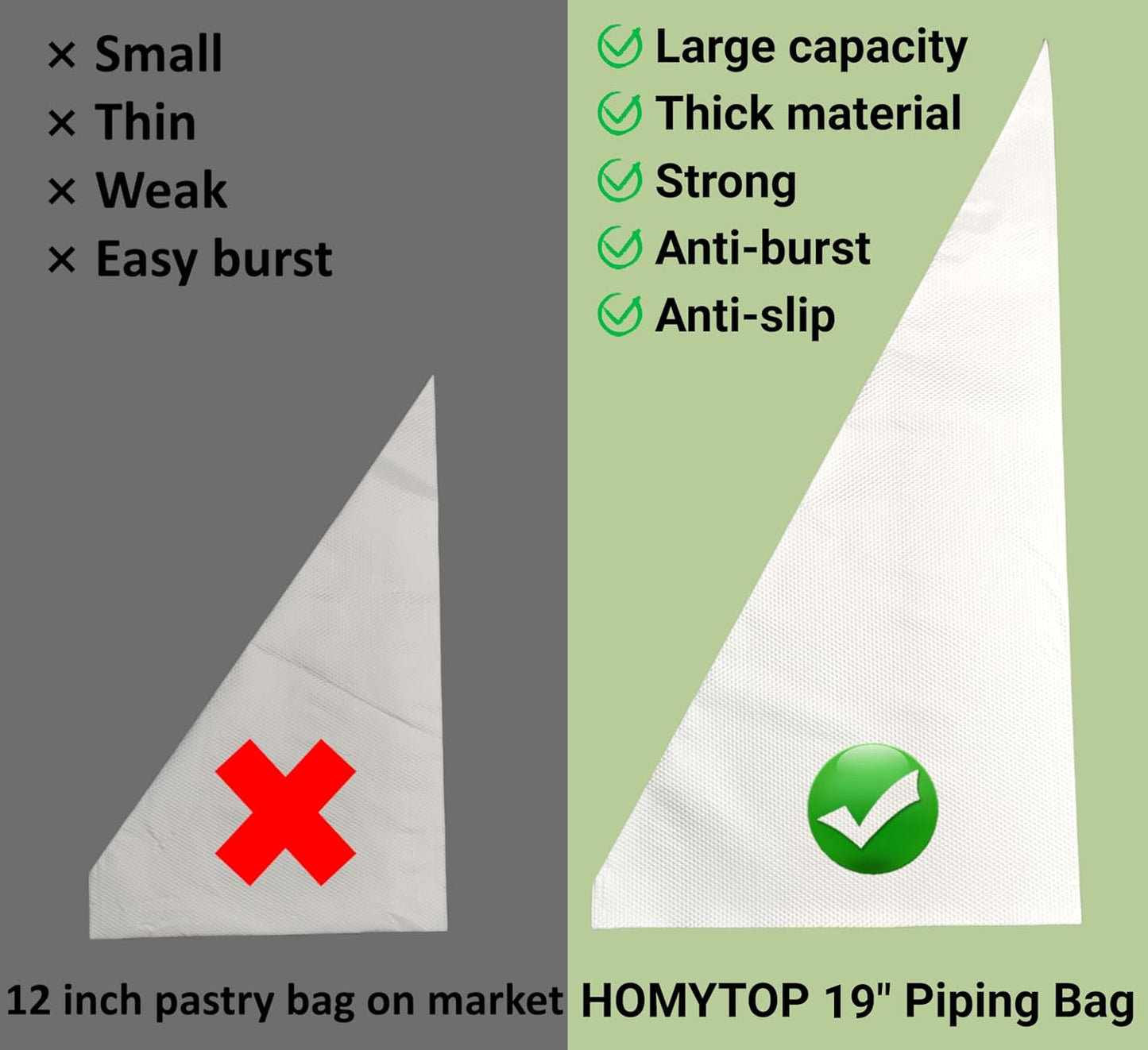 19 Inch Extra Large Piping Bags 100 Pack - Disposable Pastry Bags - Thick Anti-Burst Pastry Icing Frosting Piping Bags For Decorating Cupcakes Cakes Cookies (Extra Large 19 Inch-100 Pack)