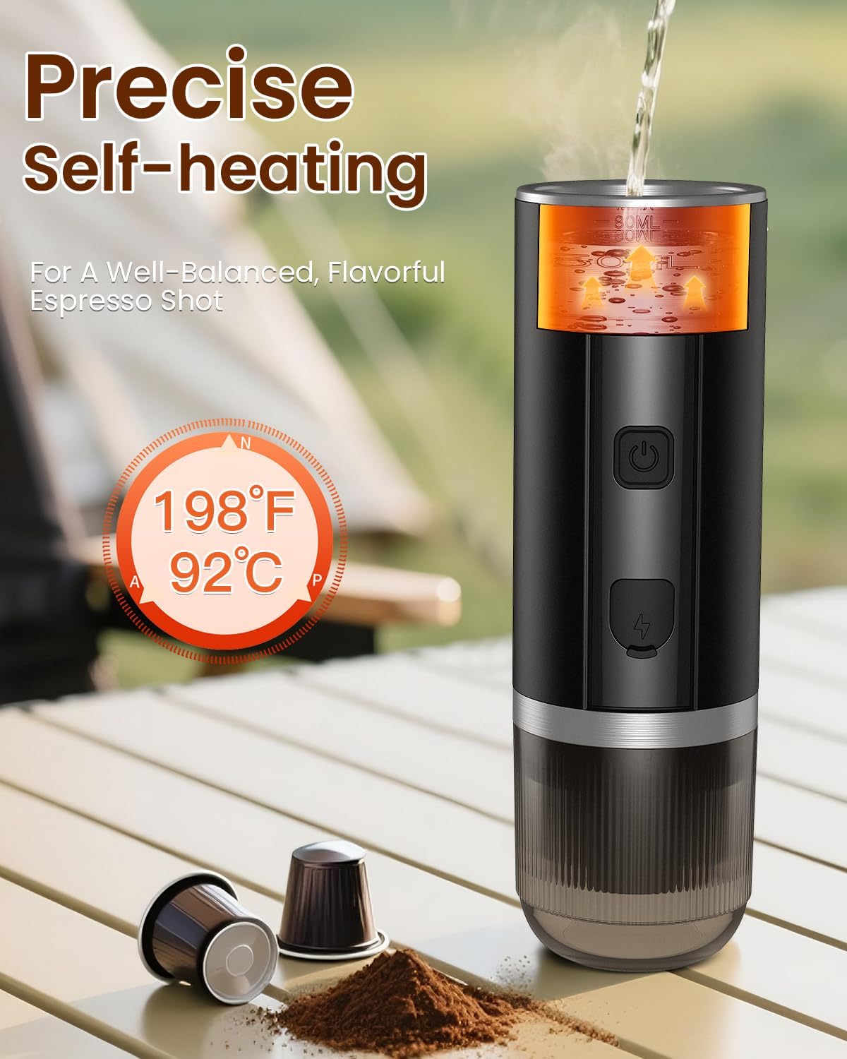 Portable Espresso Maker, 20 Bar Electric Espresso Machine for Travel, Camping, Rechargeable USB-C Mini Coffee Maker for NS Capsule Pods and Ground Coffee, Matte Black