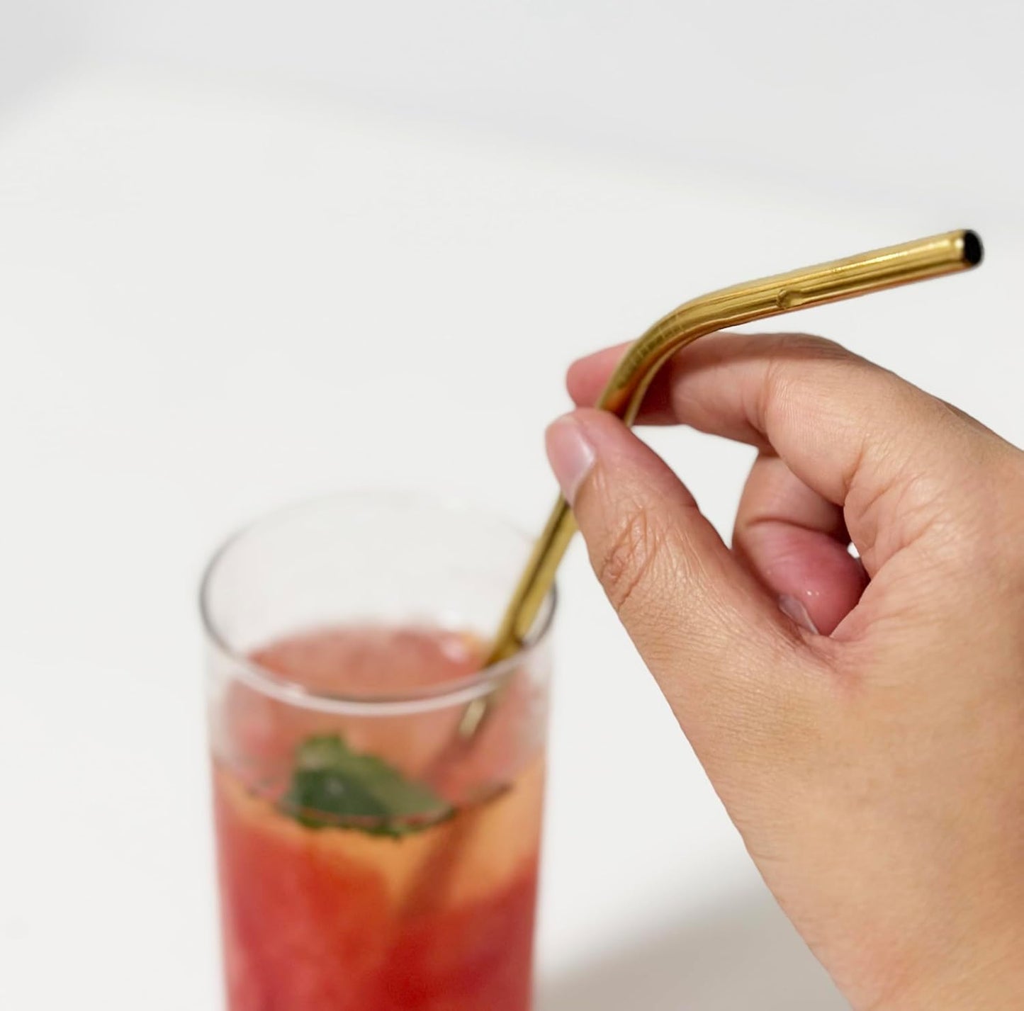 10 Pcs Stainless Steel Straws, Reusable Drinking Straws, 5 Straight + 5 Bent Metal Straws Set With 2 Pcs Cleaning Brushes (Gold, 10.5 Inch)