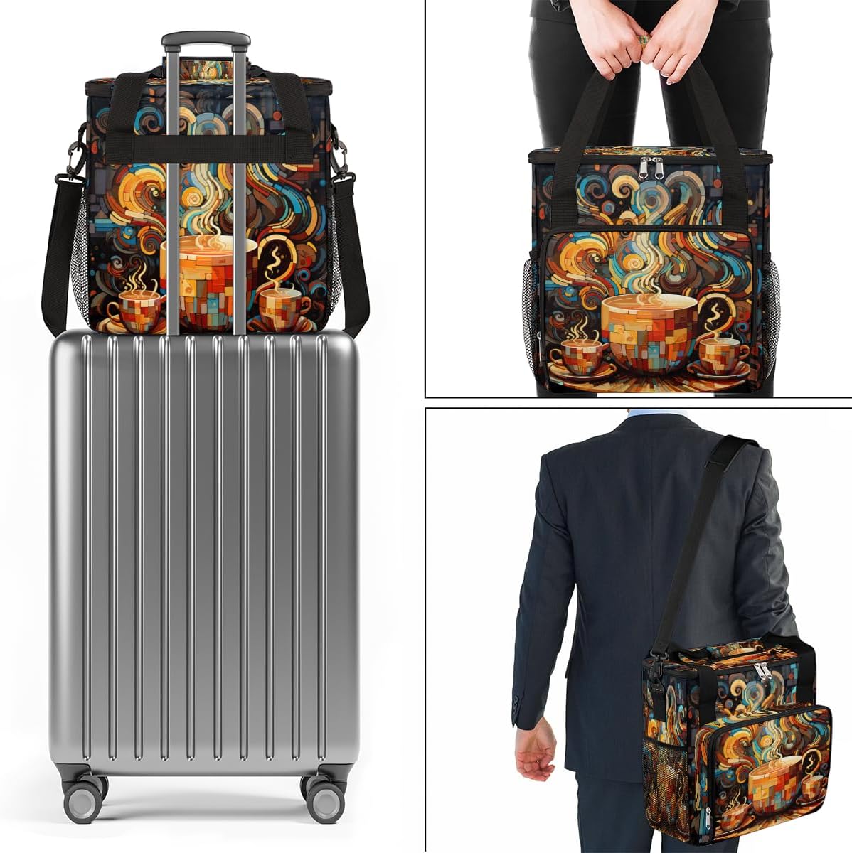 cfpolar Coffee Maker Storage Bag, Waterproof Travel Carrying Storage Tote Bag Organizer Case, Compatible with K-Mini or K-Mini Plus, And Suitable for Other Accessories， With Pockets for K-Cup Pods