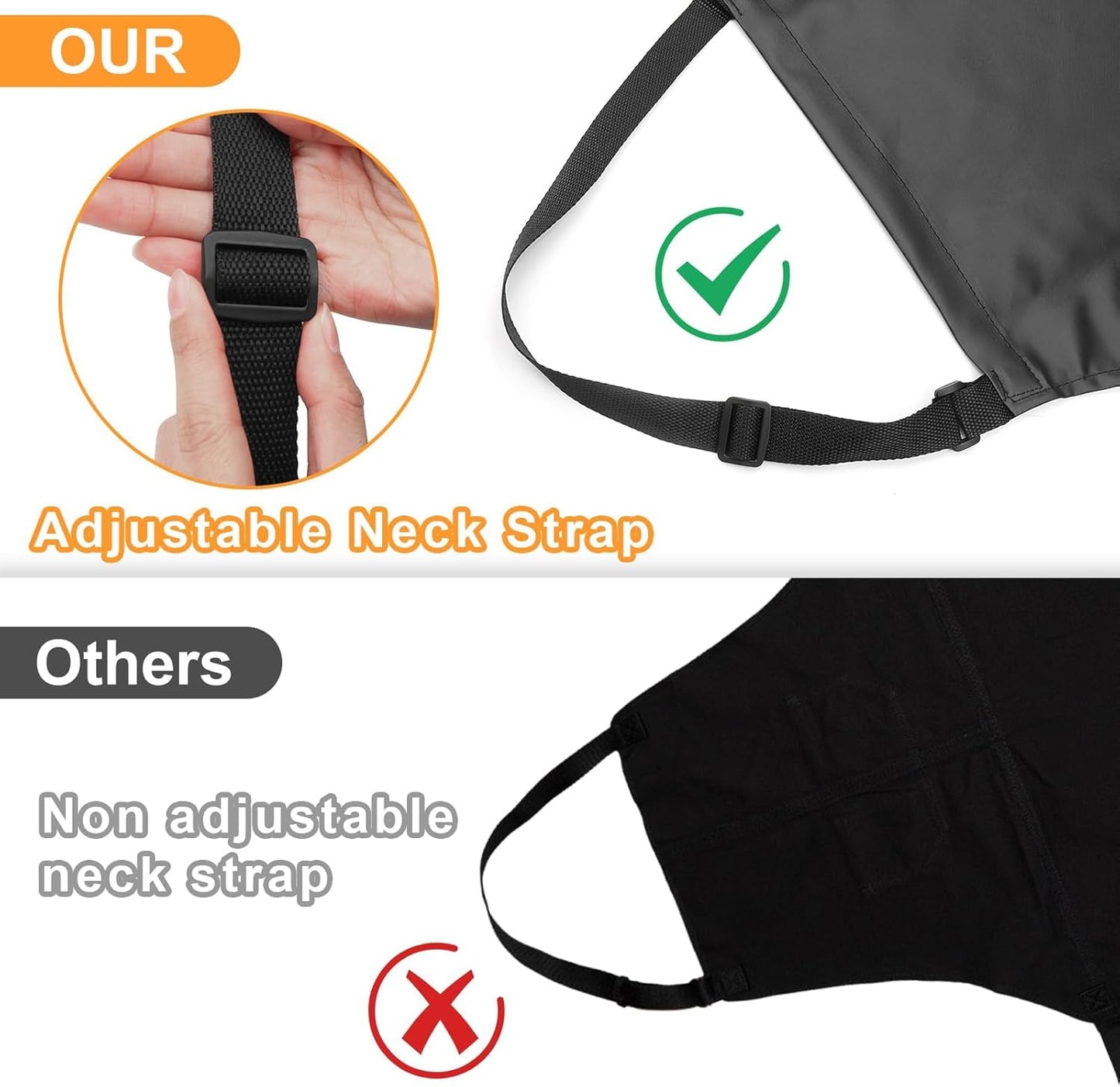 Gotega 6 Pack Waterproof Rubber Vinyl Apron 40 Inch Chef Aprons for Men Heavy Duty Chemical Work Apron Extra Long Grilling Aprons with Adjustable Bib Apron for Dishwashing Lab Butcher Black