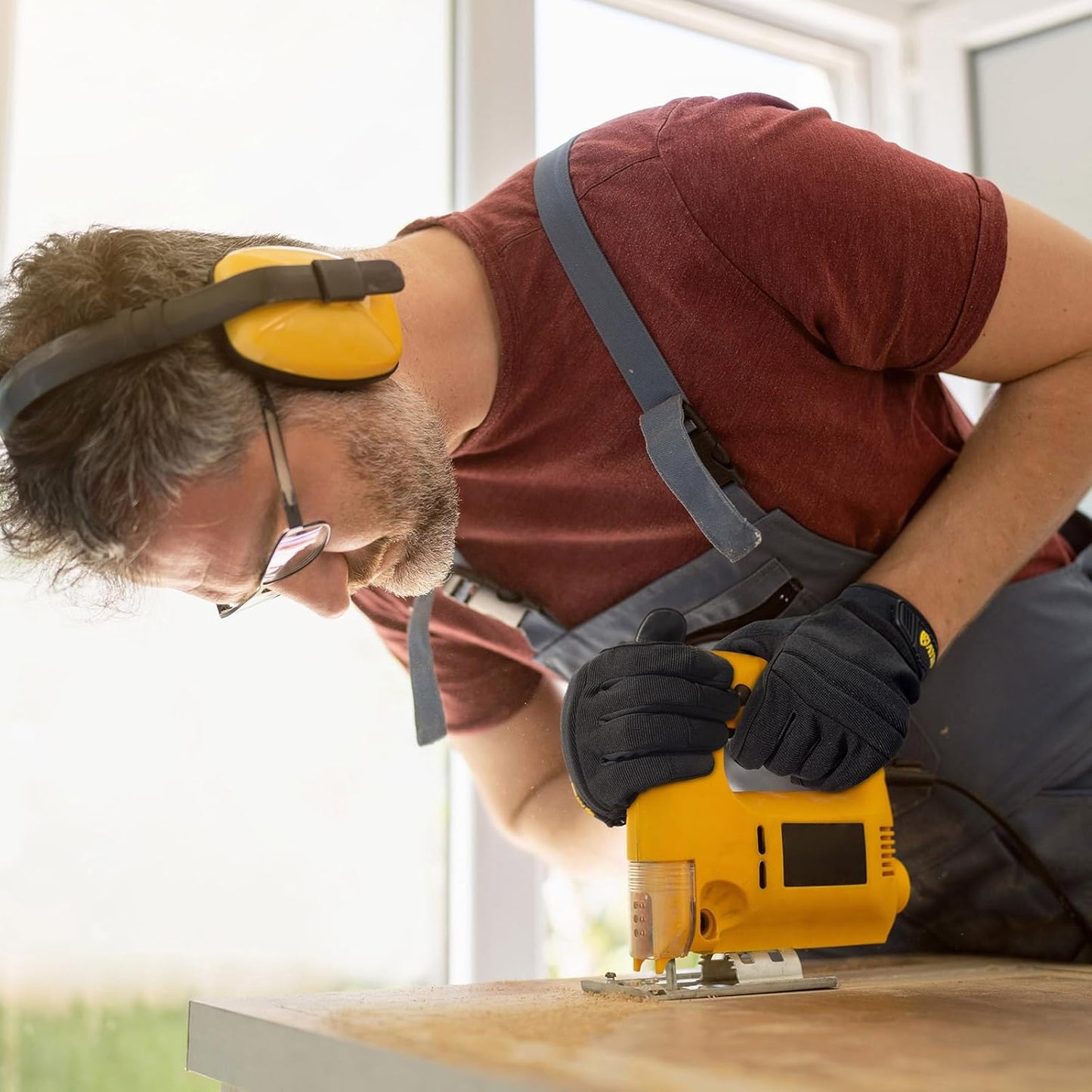 KAYGO Work Gloves For Men, KG125M Mechanic Utility Work Gloves for All Purpose, Excellent Grip, Heavy Duty, Improved Dexterity, Touch Screen,Black，L,3 Pairs