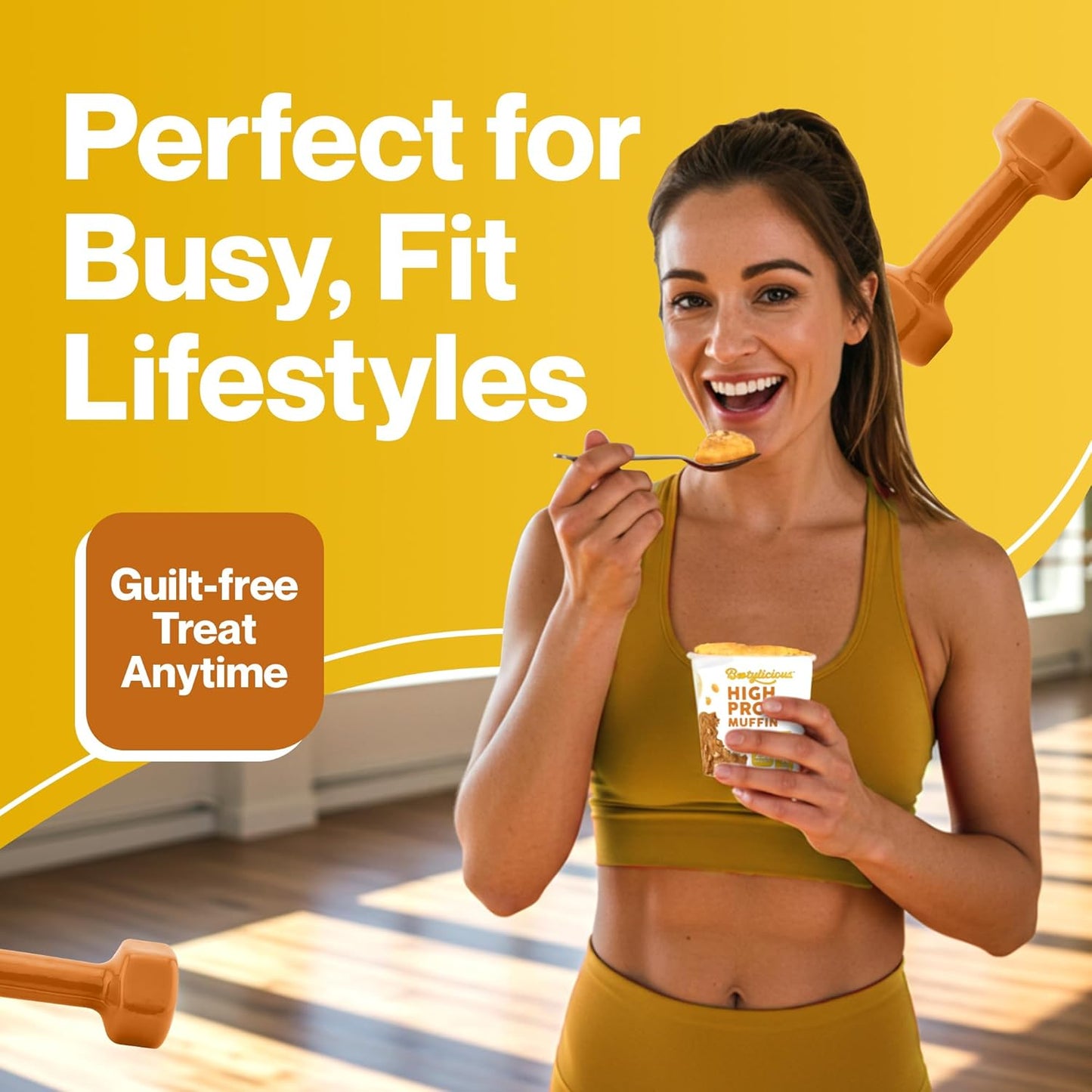 Bootylicious | High-Protein Muffin | 25g Protein, 7g Net Carbs, 2.32-2.75oz Cup, 12-Pack (Banana Peanut Butter)