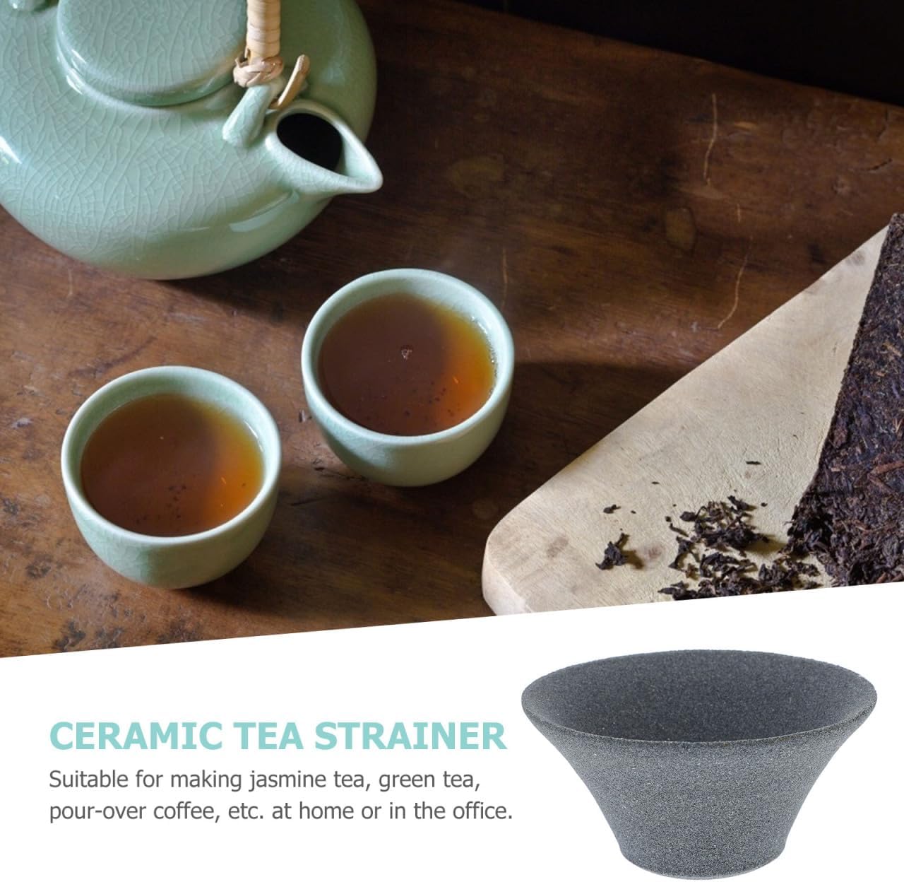 2Pcs Japanese Coffee Filters Ceramic Coffee Dripper Reusable Dripper Paperless Tea Strainer Light Grey, 4.52x4.52x2.36inch