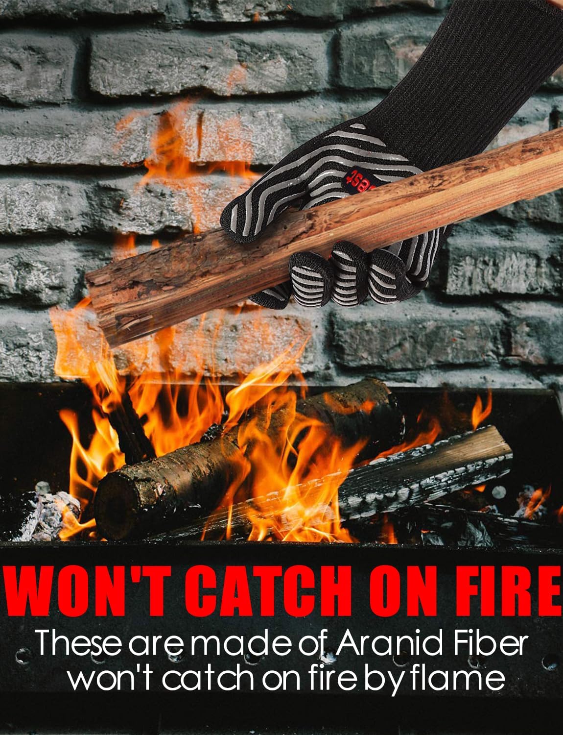 WEEDABEST Hot BBQ Gloves Heat Resistant Kitchen Oven Mitts Professional Long Heat Resistant Cooking Gloves for Grill,Grilling,Smoker,Barbeque,13.5 inch-Gray