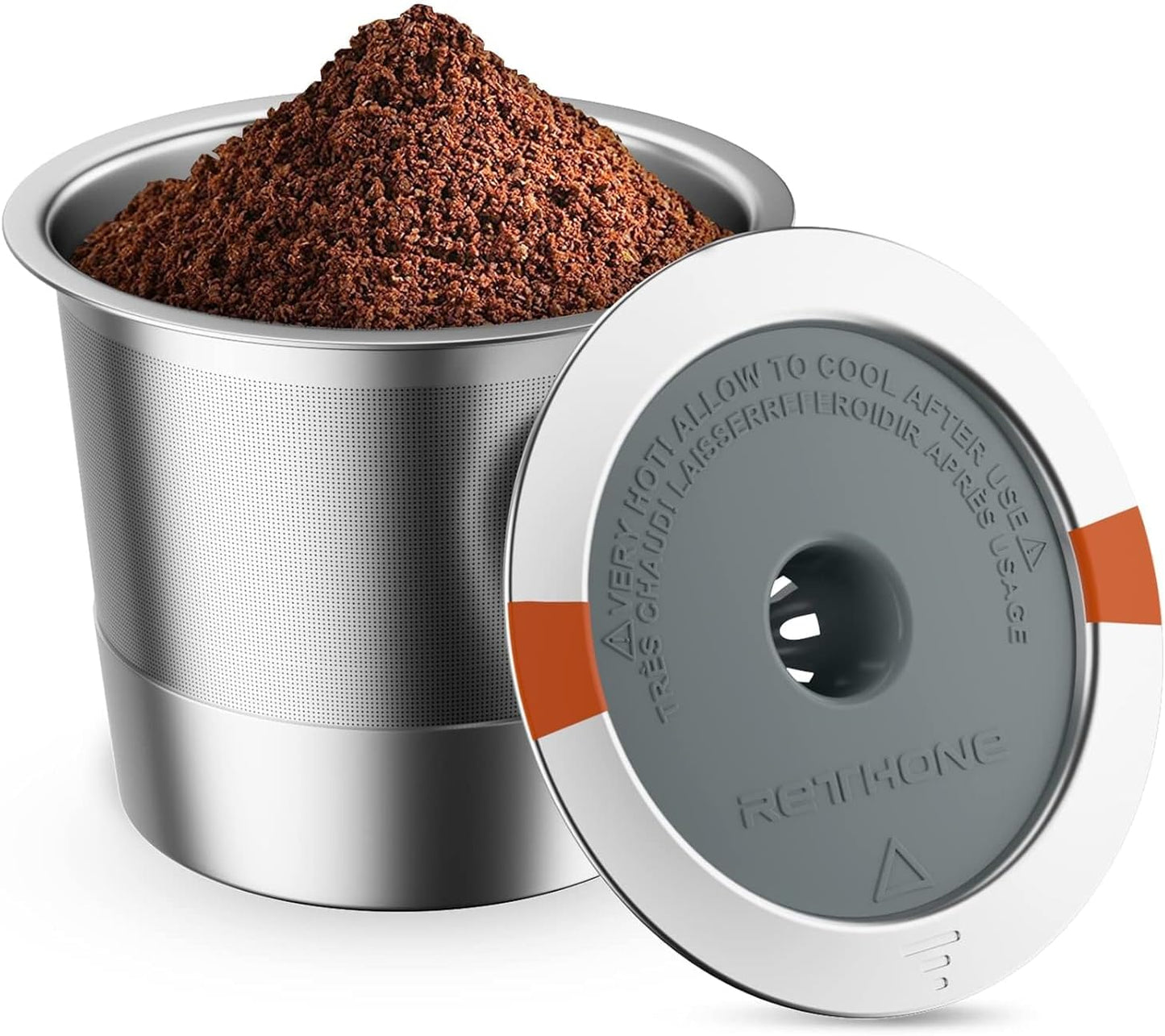RETHONE K Cup Reusable Coffee Pods, Stainless Steel Reusable K Cups Coffee Filter Compatible for Keurig 1.0 & 2.0 Coffee Makers BPA-Free Refillable Coffee Filters (1 Pack)