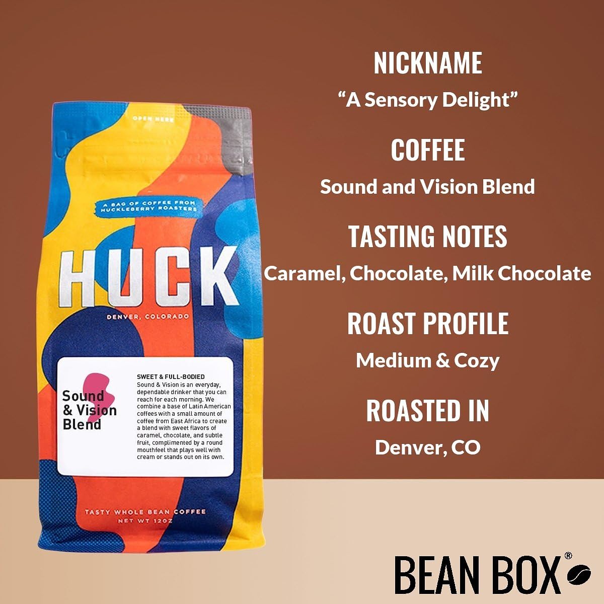 Sound and Vision Blend - Roasted by Huckleberry Roasters - Whole Bean Coffee - 2 Pound Bag