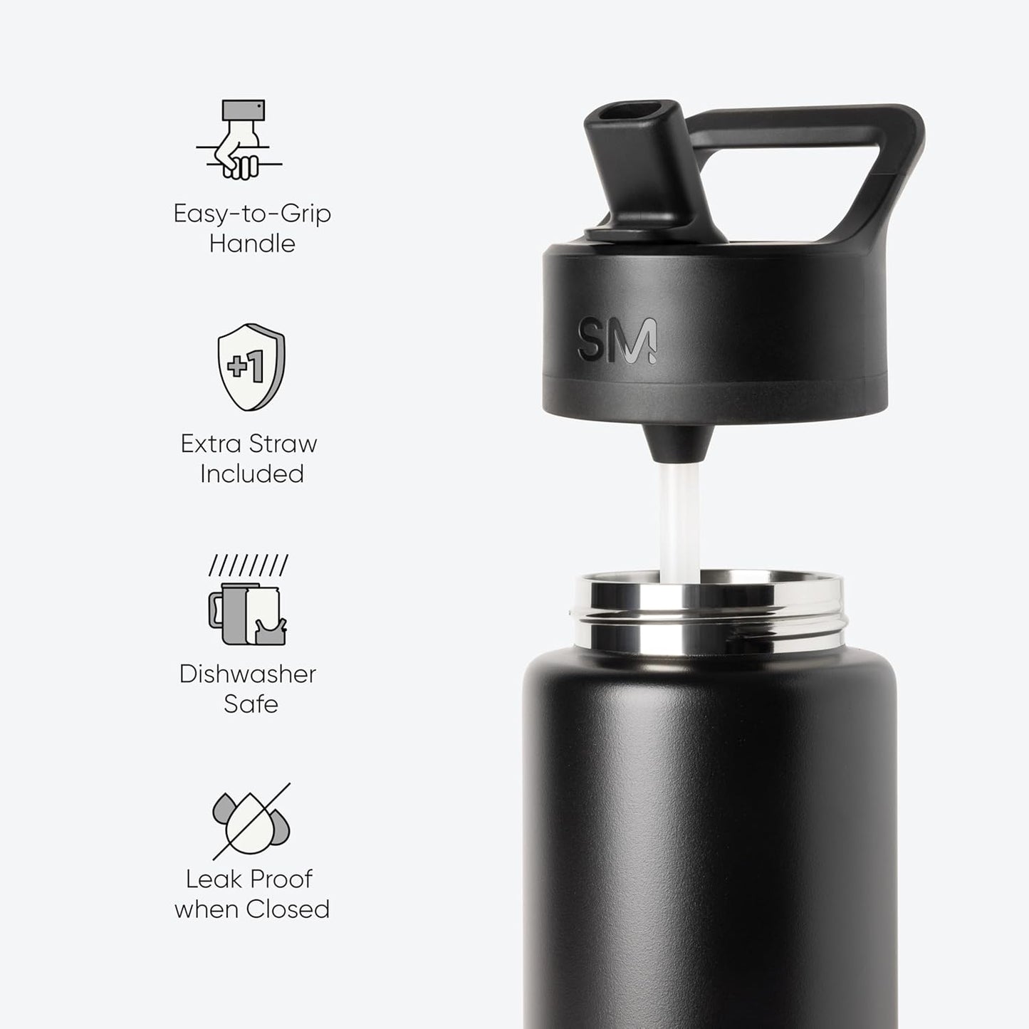 Simple Modern Water Bottle with Straw Lid | Vacuum Insulated Stainless Steel Metal Thermos | Reusable Leak Proof BPA-Free Flask for Sports Gym | Summit Collection | 30oz, Deep Ocean