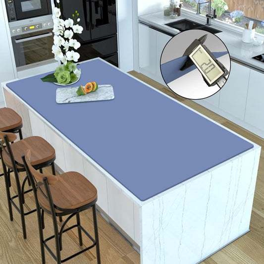 Silicone Mats for Kitchen Counter, 47.3"x23.6"x0.08" Largest Heat Resistant Mat Kitchen Island Waterproof 2MM Thick Countertop Protector Mat Nons-slip Extra Large Counter Mat (Lake Blue)