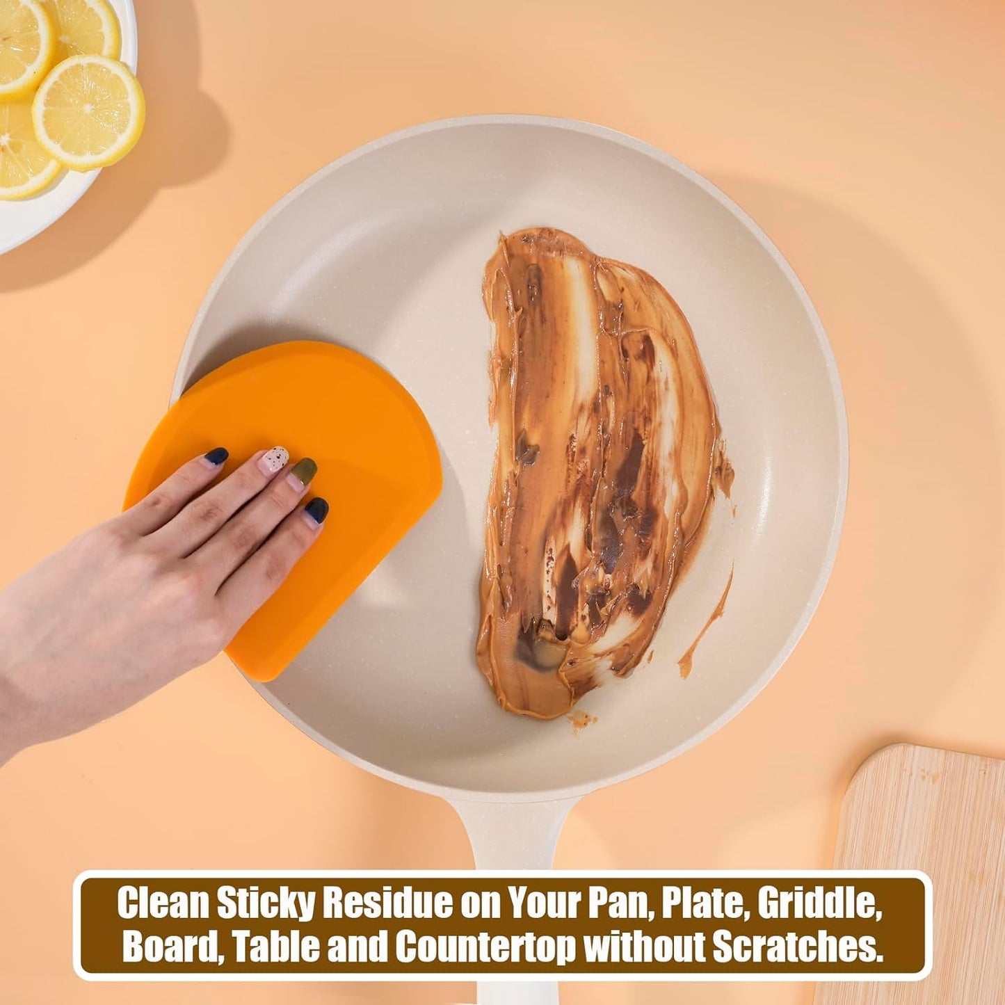 Sapid Flexible Curved Edge Silicone Bowl Scraper(5.98"×4.3"), Food Grade Dough Scraper for Baking Sourdough Bread, Cake, Bench Scrapers, Multipurpose Kitchen Dish Scrapers, Easy to Clean (1, Orange)