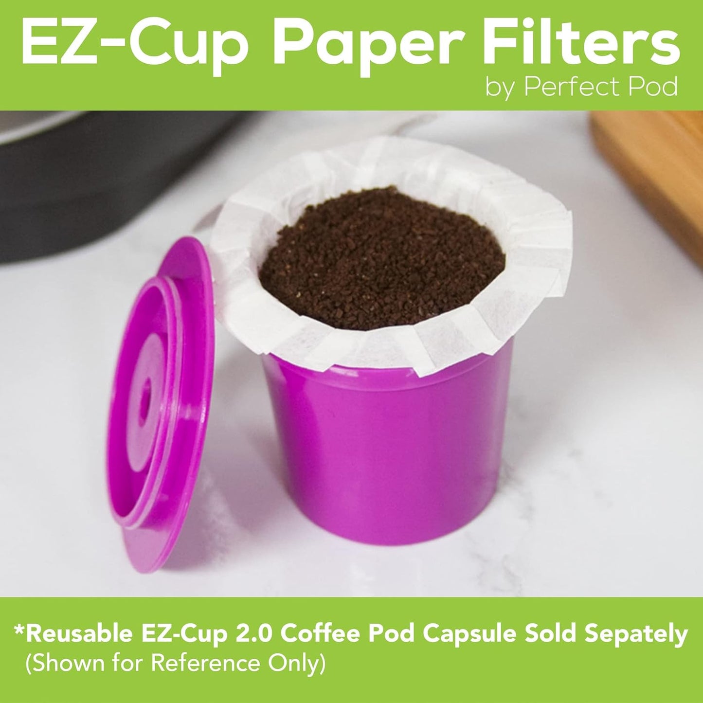 Perfect Pod EZ-Cup Disposable Paper Filters with Patented Lid Design for Reusable Coffee Pods - 4 Pack (200 Filters)