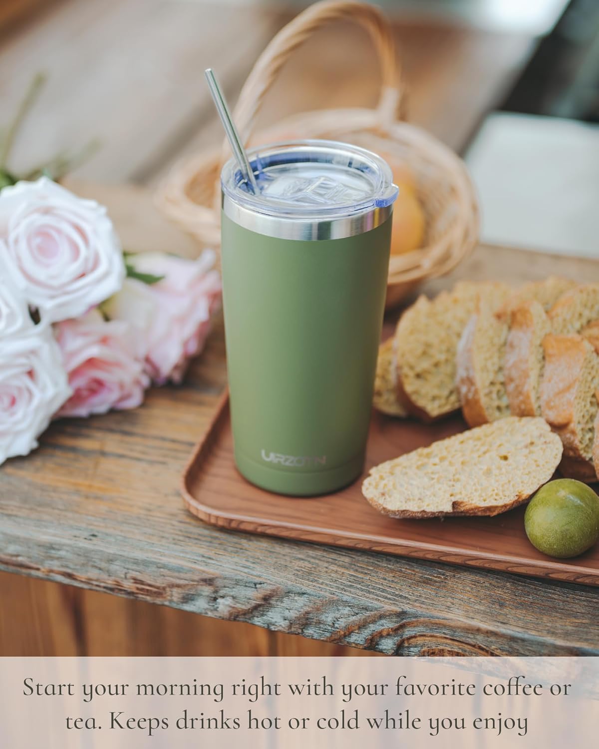 Travel Coffee Tumbler 20oz, Leakproof Travel Coffee Mug with Lid and Straw, Stainless Steel Double Wall Vacuum Insulated Tumbler for Hot/Iced Drinks (Textured Matte, Periwinkle)