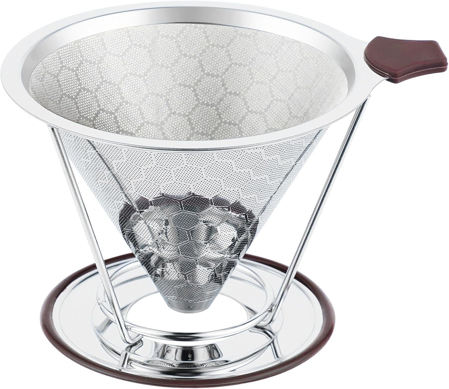 Pour Over Coffee Filter, CHDEXU Stainless Steel Coffee Dripper with Stand, Paperless Reusable Filter with Removable Cup