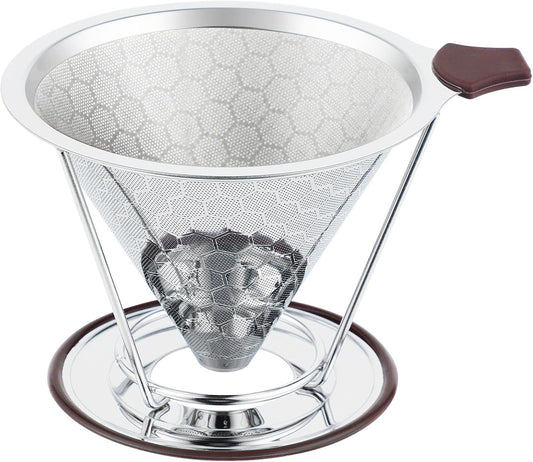 Pour Over Coffee Filter, CHDEXU Stainless Steel Coffee Dripper with Stand, Paperless Reusable Filter with Removable Cup