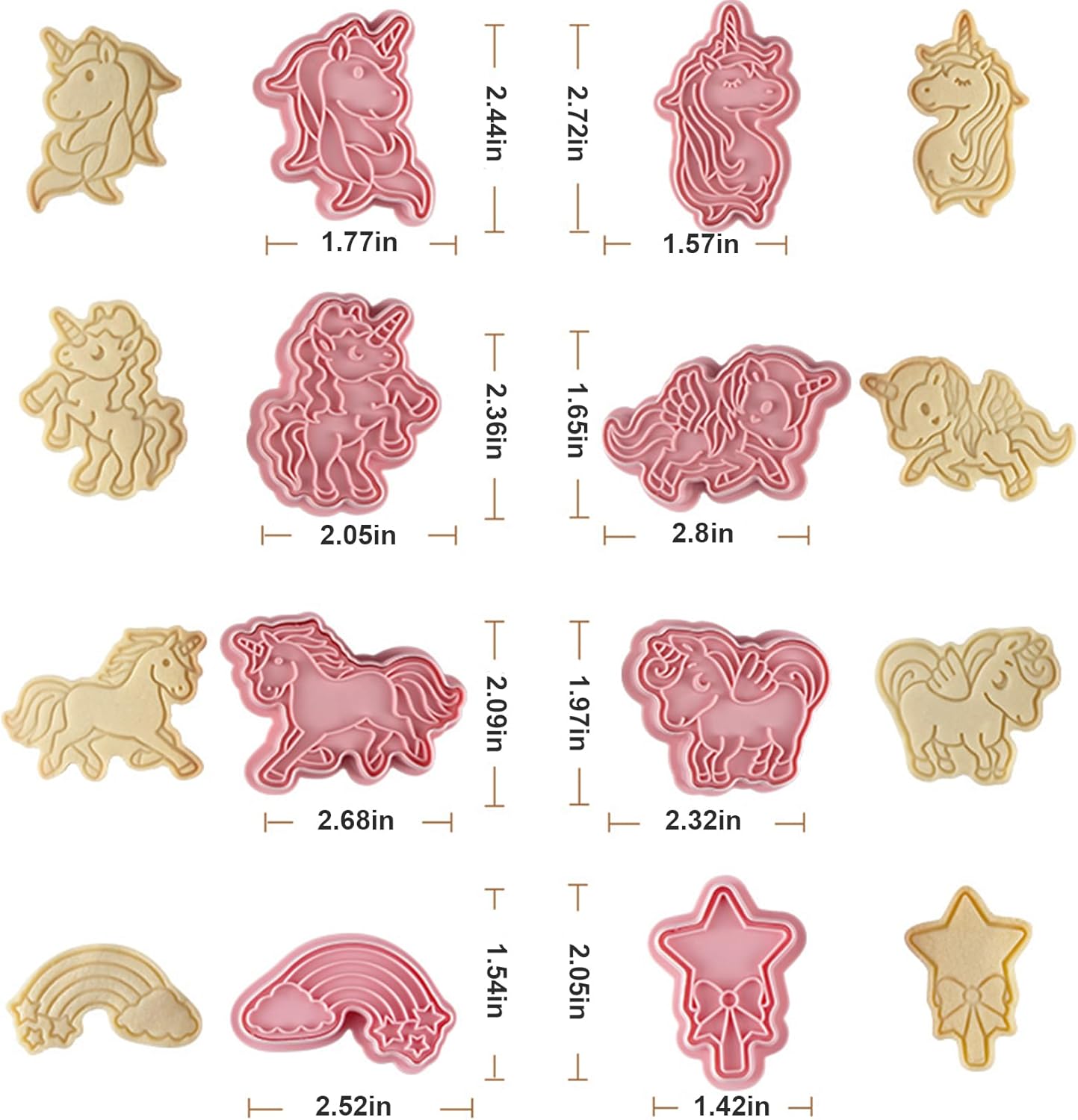 8 Pcs Unicorn Cookie Cutters Set Baking Molds 3D Unicorn Press type Cookie Cutter for Baking, Fondant, Cheese, and Pastries