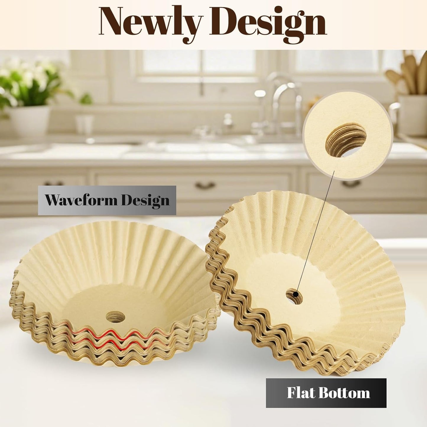 Paper Coffee Filters for Hamilton Beach 45 Cup Coffee Urn and Hot Beverage Dispenser, Unbleached Large Coffee Filters for Most 30-50 Cup Large Coffee Maker, 100 Pcs