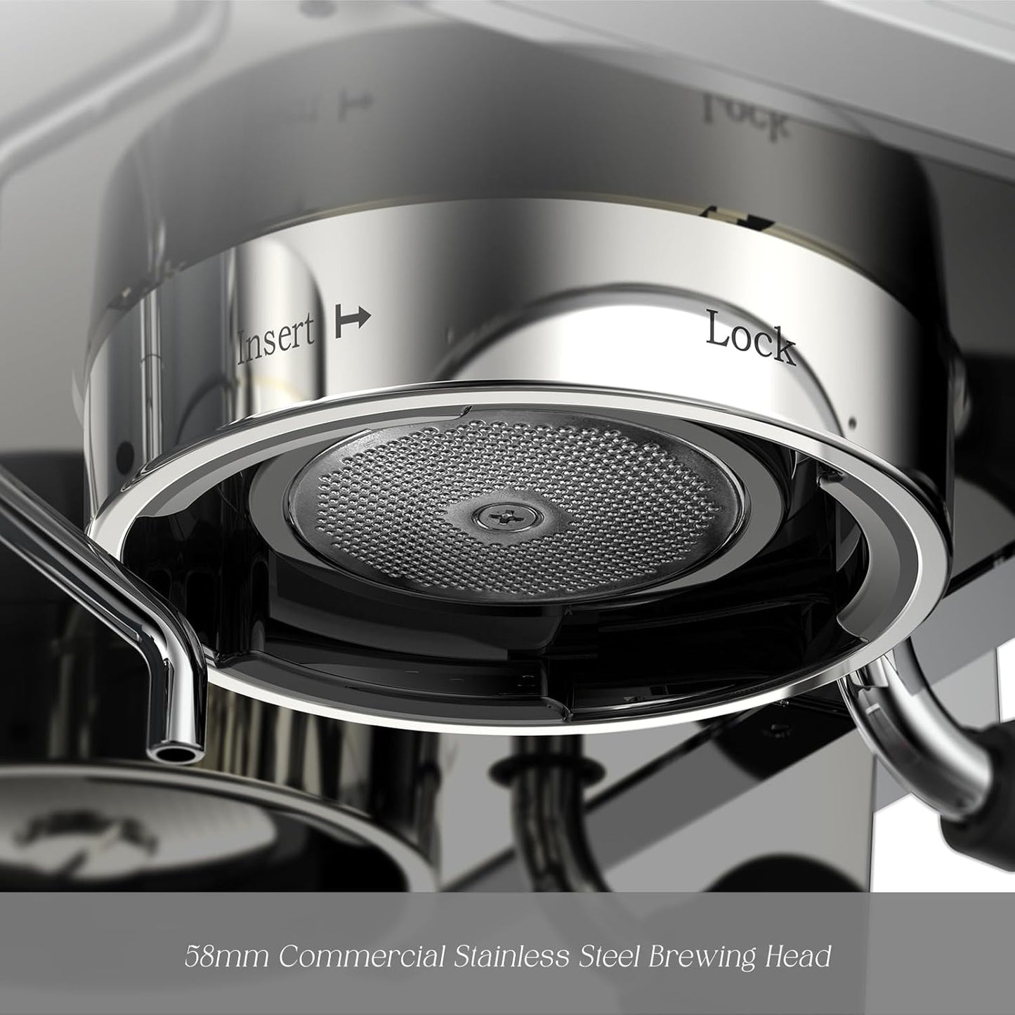 Espresso Machine with Grinder, 58mm Dual-Boiler Semi-Commercia Coffee Maker 20 Bar Professional with Milk Frother Steam Wand for Cappuccino, Barista LCD Display for Home, Stainless Steel