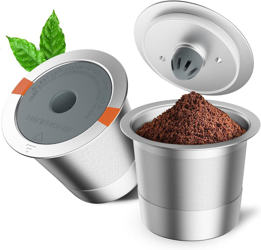 RETHONE Reusable K Cups and Coffee Pods for Keurig 1.0 & 2.0 Coffee Maker Stainless Steel Coffee Filter(2 pack)