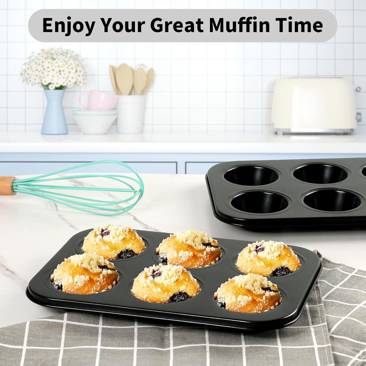 Muffin Baking Pan, Nonstick Premium Carbon Steel Muffin Pan for Baking, Cupcake Tin Cheesecake Pans