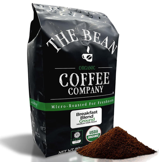The Bean Organic Coffee Company Breakfast Blend, Medium Dark Roast, Ground Coffee, 5-Pound Bag,Café molido tostado organico