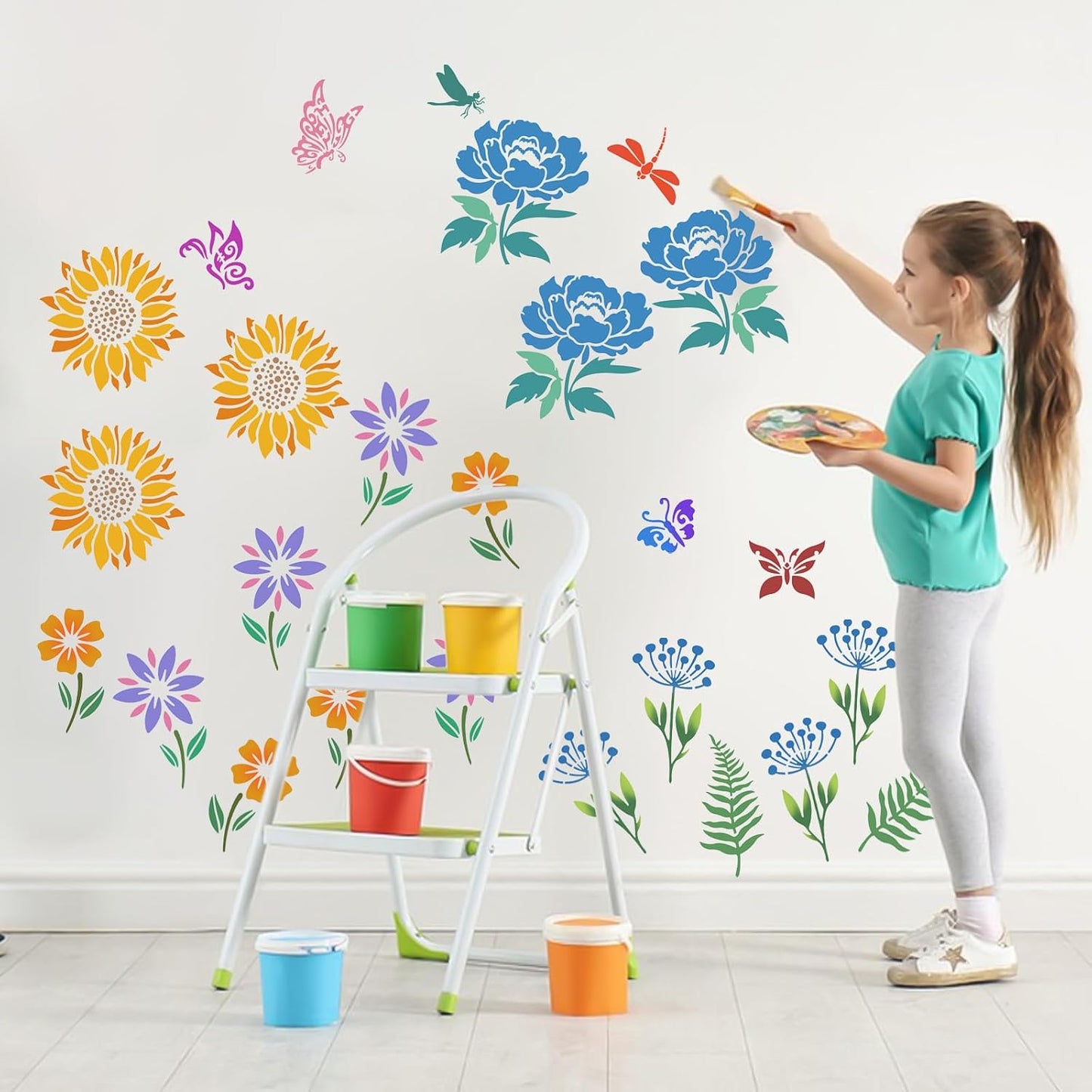 18 PCS Flower Painting Stencils Reusable Stencils for Painting on Wood Rocks Canvas Fabric Glass Pottery 6.5x6.5 Inch