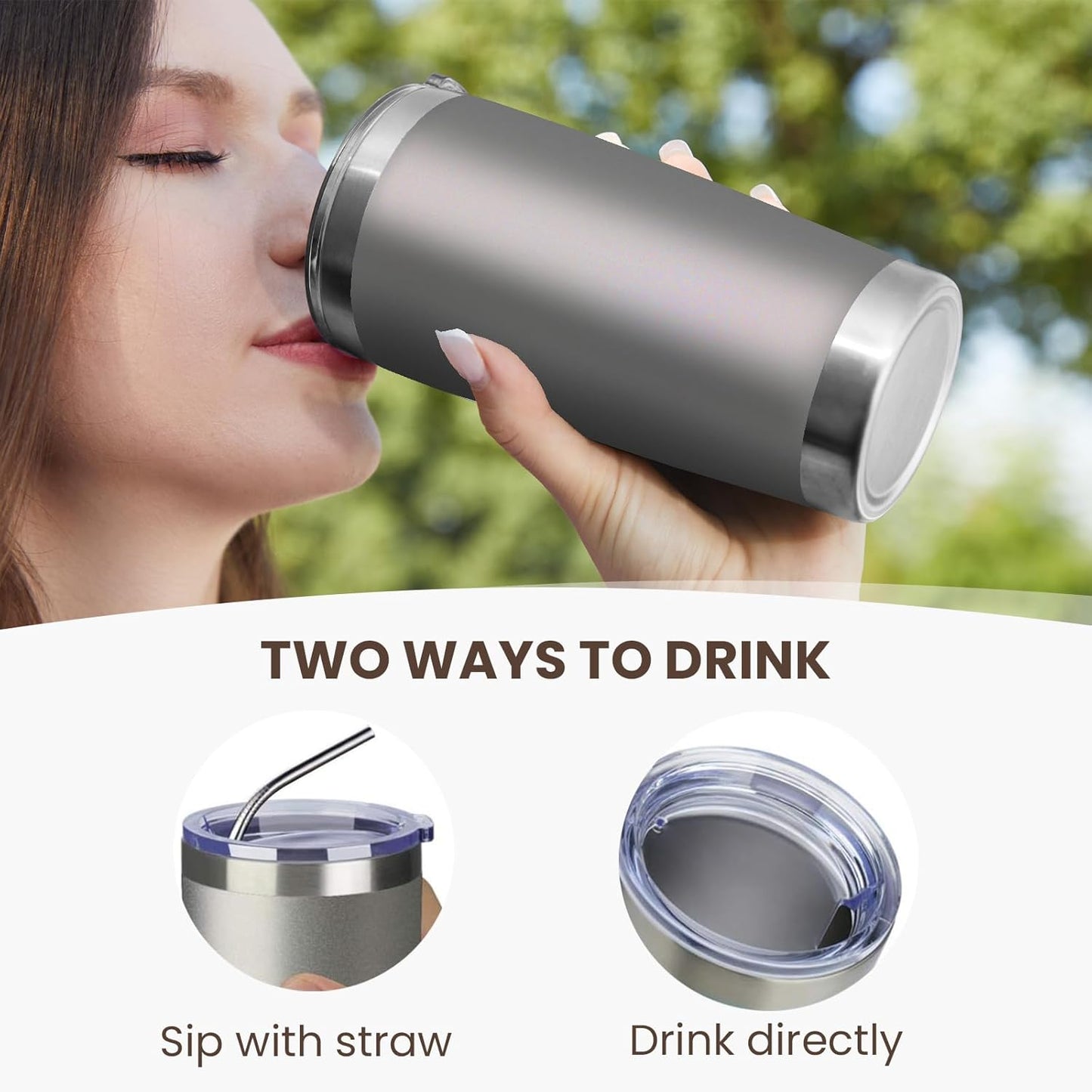 MEWAY 20oz Tumbler Cup Double Wall Vacuum Insulated Travel Mug Bulk, Stainless Steel Tumblers with Lid and Straw, Durable Powder Coated Coffee Cups for Cold & Hot Drinks (Cold Grey, 1)