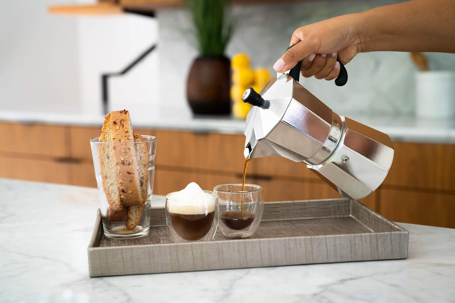 Bellemain Stovetop Espresso Maker | Italian Moka Pot Espresso Maker, Classic Aluminum Design Mocha Pot for Home Brewing & Camping | Easy to Use & Clean - 6-Cup, Silver