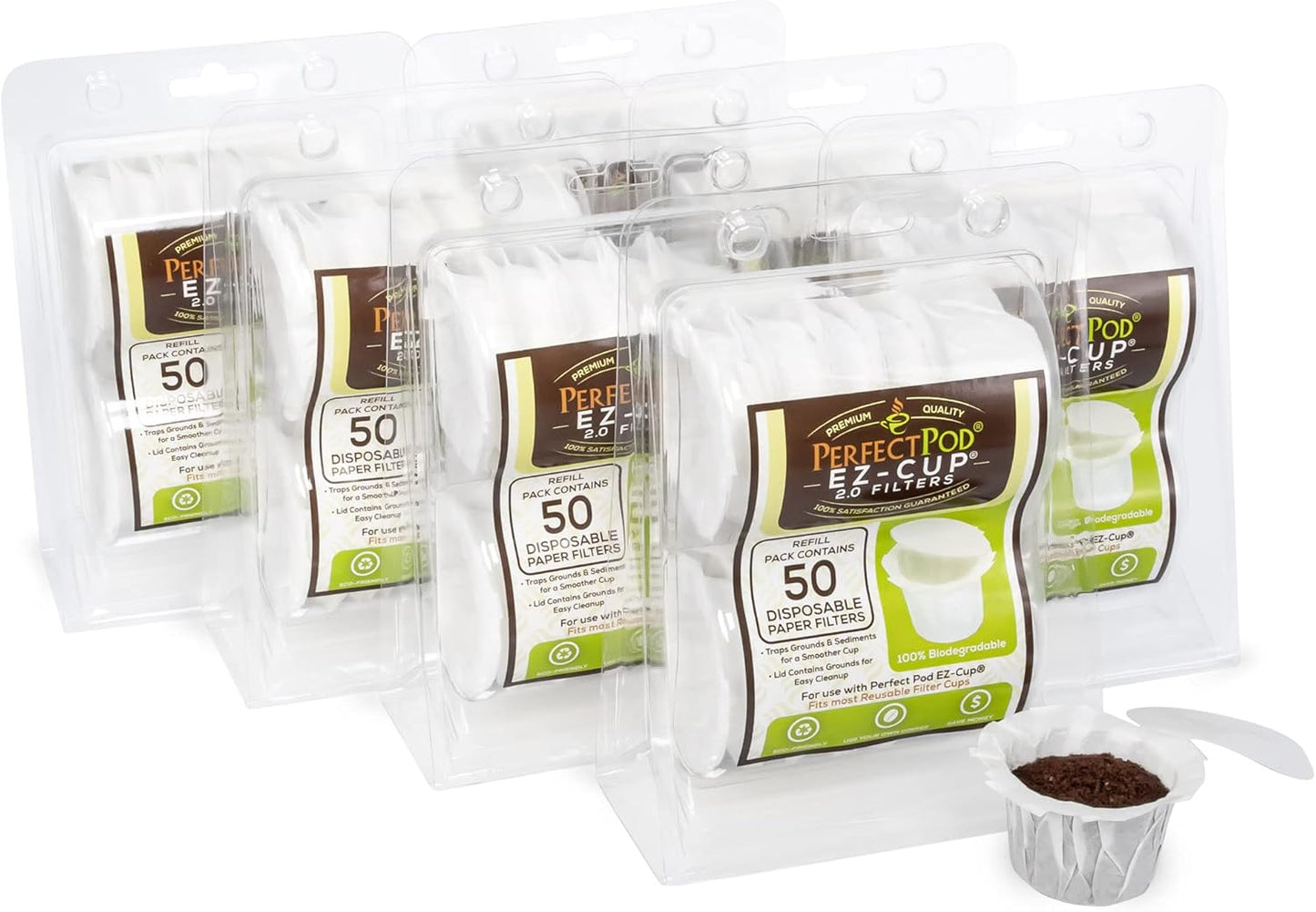 Perfect Pod EZ-Cup Filters by Perfect Pod - 7 Pack (350 Filters) Paper Coffee Pod Filters