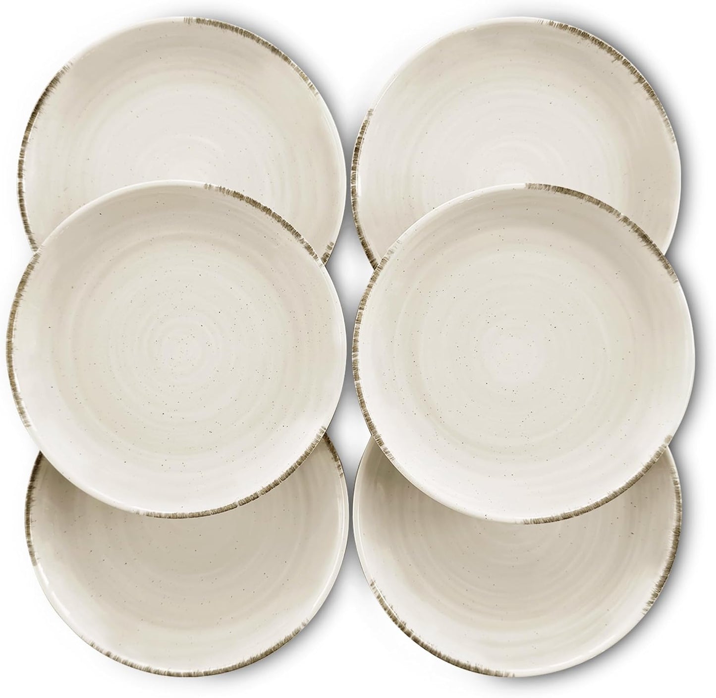 Mora Ceramic Helix Swirl Salad Plates Set of 6, 8in Spiral Porcelain Dish for Kitchen, Small Dinner, Lunch, Appetizer, Dessert, etc - Dishwasher, Microwave, Freezer, Oven Safe Dishware - Snowy White