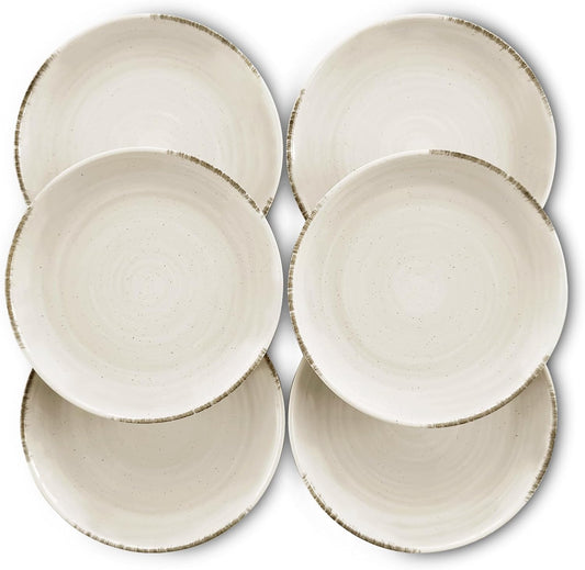 Mora Ceramic Helix Swirl Salad Plates Set of 6, 8in Spiral Porcelain Dish for Kitchen, Small Dinner, Lunch, Appetizer, Dessert, etc - Dishwasher, Microwave, Freezer, Oven Safe Dishware - Snowy White