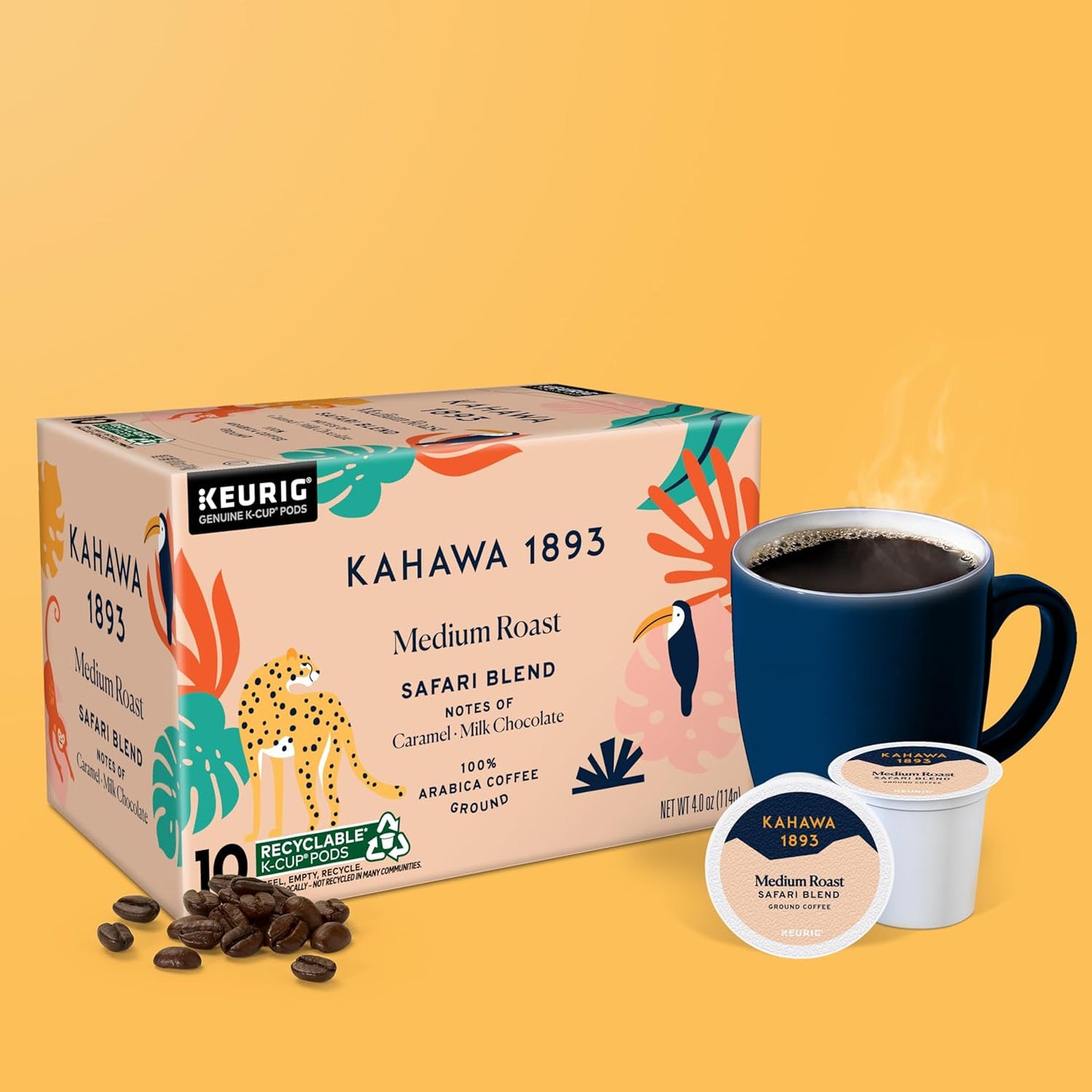 Kahawa 1893 Variety Pack Coffee K-Cup Pods - Safari & Serengeti Blend (40 Count) - As Seen on Shark Tank, 2 Boxes Medium Roast + 2 Boxes Dark Roast, Ethically & Sustainably Sourced