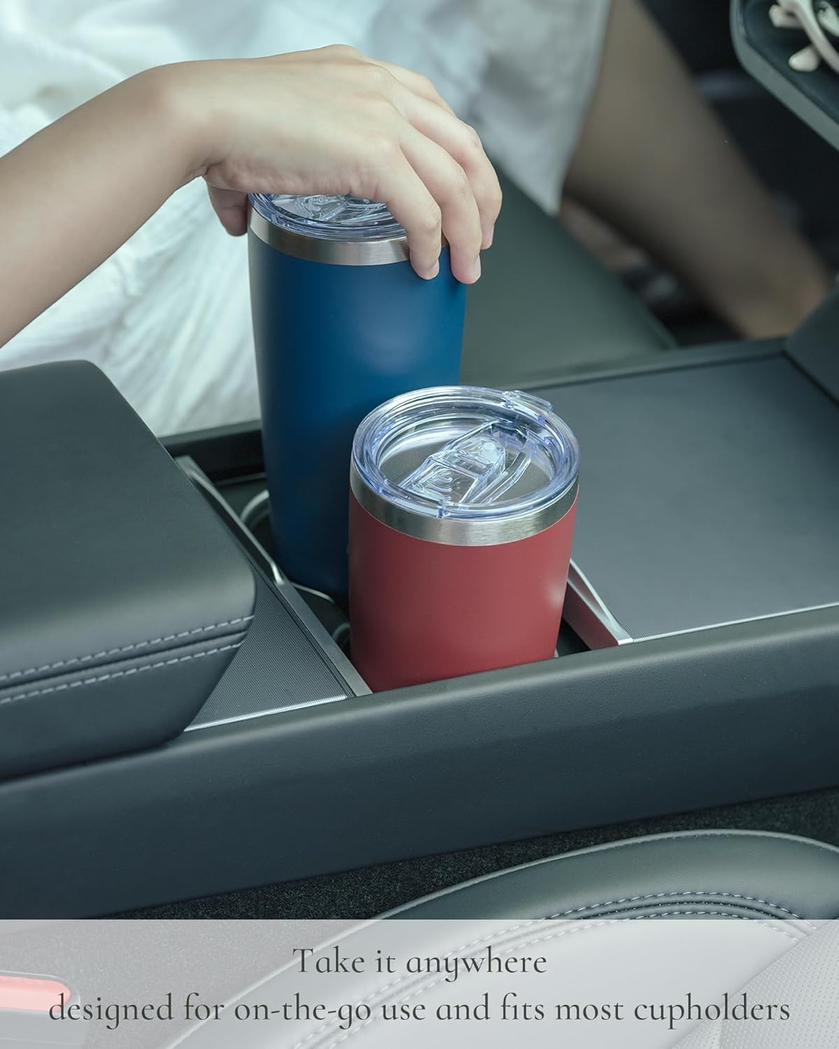 Travel Coffee Tumbler 20oz, Leakproof Travel Coffee Mug with Lid and Straw, Stainless Steel Double Wall Vacuum Insulated Tumbler for Hot/Iced Drinks (Textured Matte, Red)