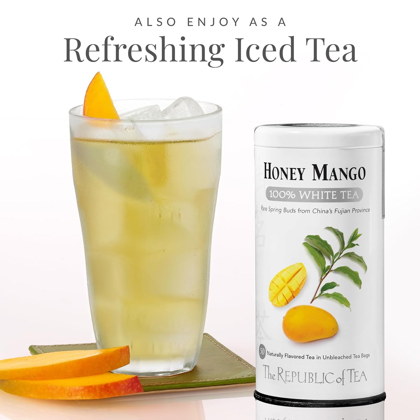 The Republic of Tea – Honey Mango 100% White Tea Bags, Steeps 250 Low-Caffeinated Cups