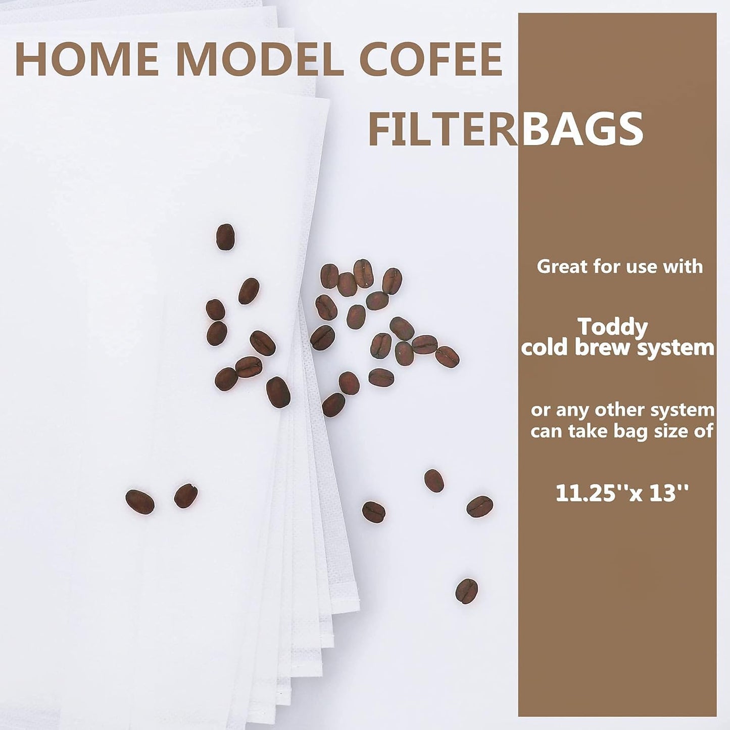 Cold Brew Coffee Filter Bags - 100 Pack Home Cold Brew System Filters for Cold Brew Coffee Maker 11.25''x13'' Home Model Disposable Coffee Brewing Bag