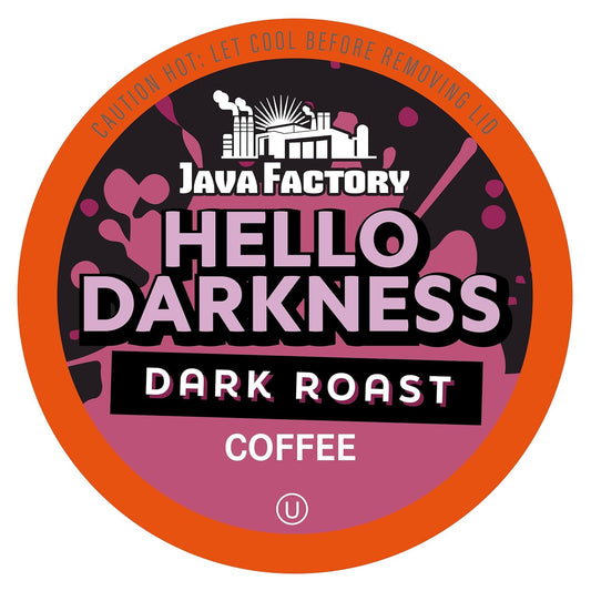 Java Factory Dark Roast Coffee Pods, Hello Darkness, 40 Count - Compatible with Keurig K Cup Brewers, Bold and Intense Coffee Flavor for Coffee Aficionados