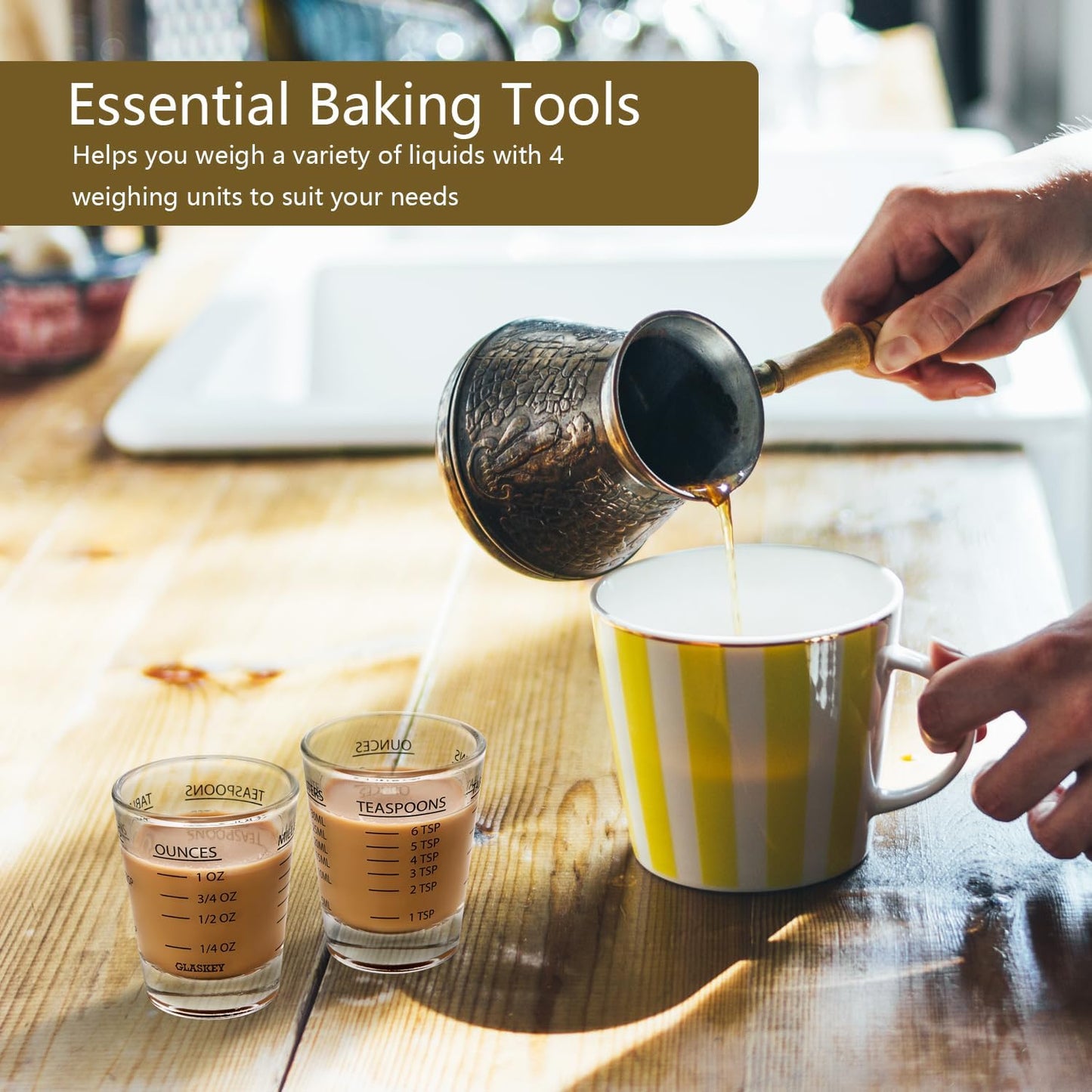 2 Pack Shot Glasses Measuring Cup,Espresso Shot Glass with 4 Measurement Methods(OZ/ML/TSP/TBSP),Dishwasher Safe,Perfect for Coffee,Cocktails and Kitchen Use (Black)