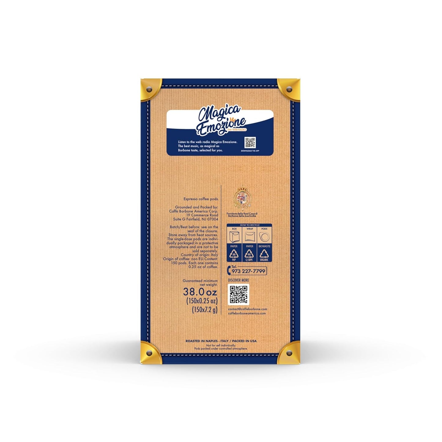 Caffè Borbone Espresso Paper Pods, Blue Blend, Medium Roast - 150 Count