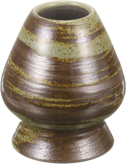HARFINGTON Ceramic Chasen Stand 70mm Matcha Whisk Holder Teas Set Whisks Stand Traditional Matcha Tea Chasen Holder Tea Set Accessories for Tea Tasting, Brown