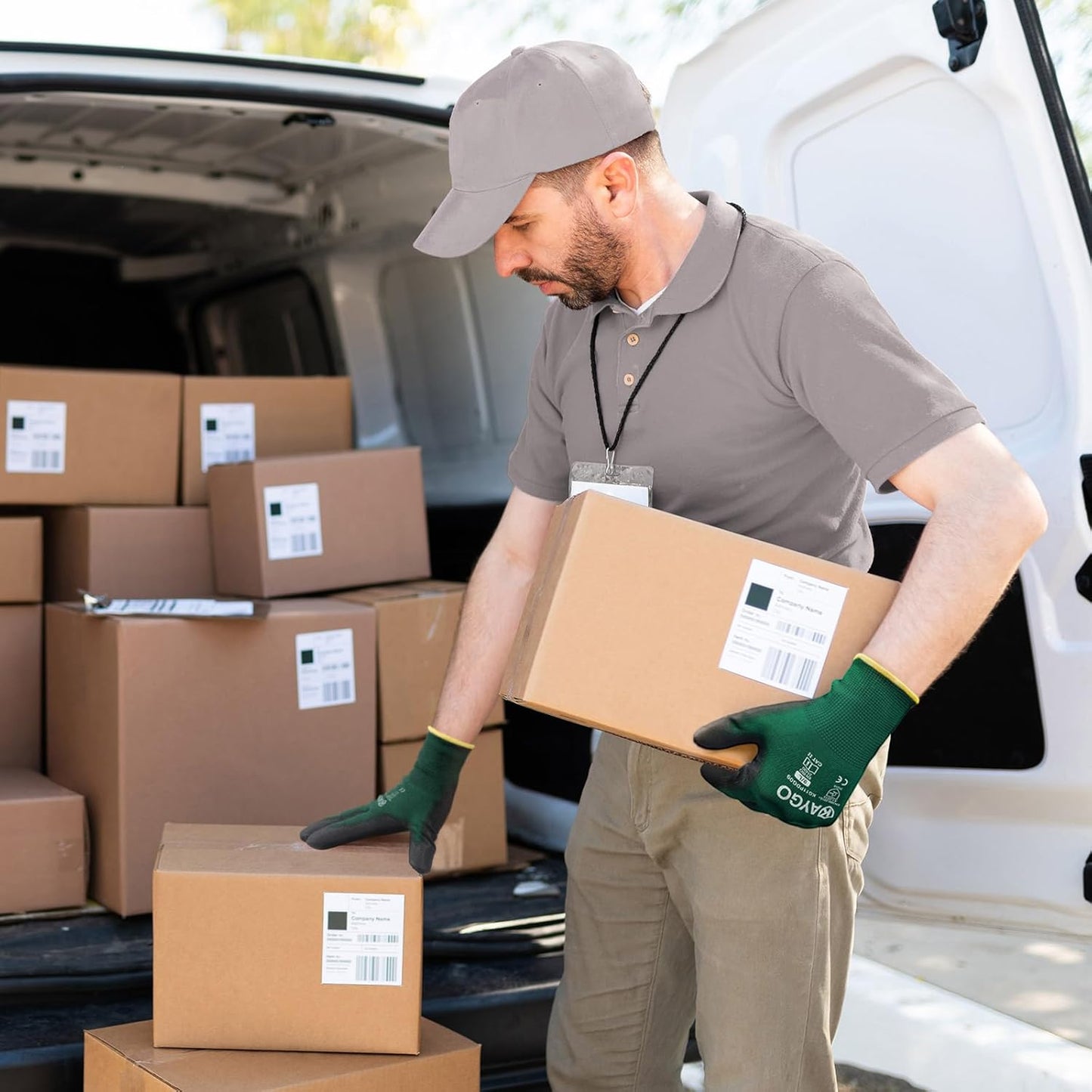 KAYGO Safety Work Gloves PU Coated,12 Pairs KG11PB Seamless Knit Glove for Men and Women, with Smooth Grip on Palm and Fingers, Ideal for General Duty Work (Medium,Dark Green)