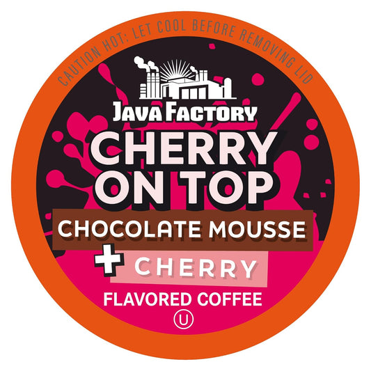 Java Factory Flavored Coffee Pods, Cherry On Top, Compatible with K Cup Brewers, 40 Count